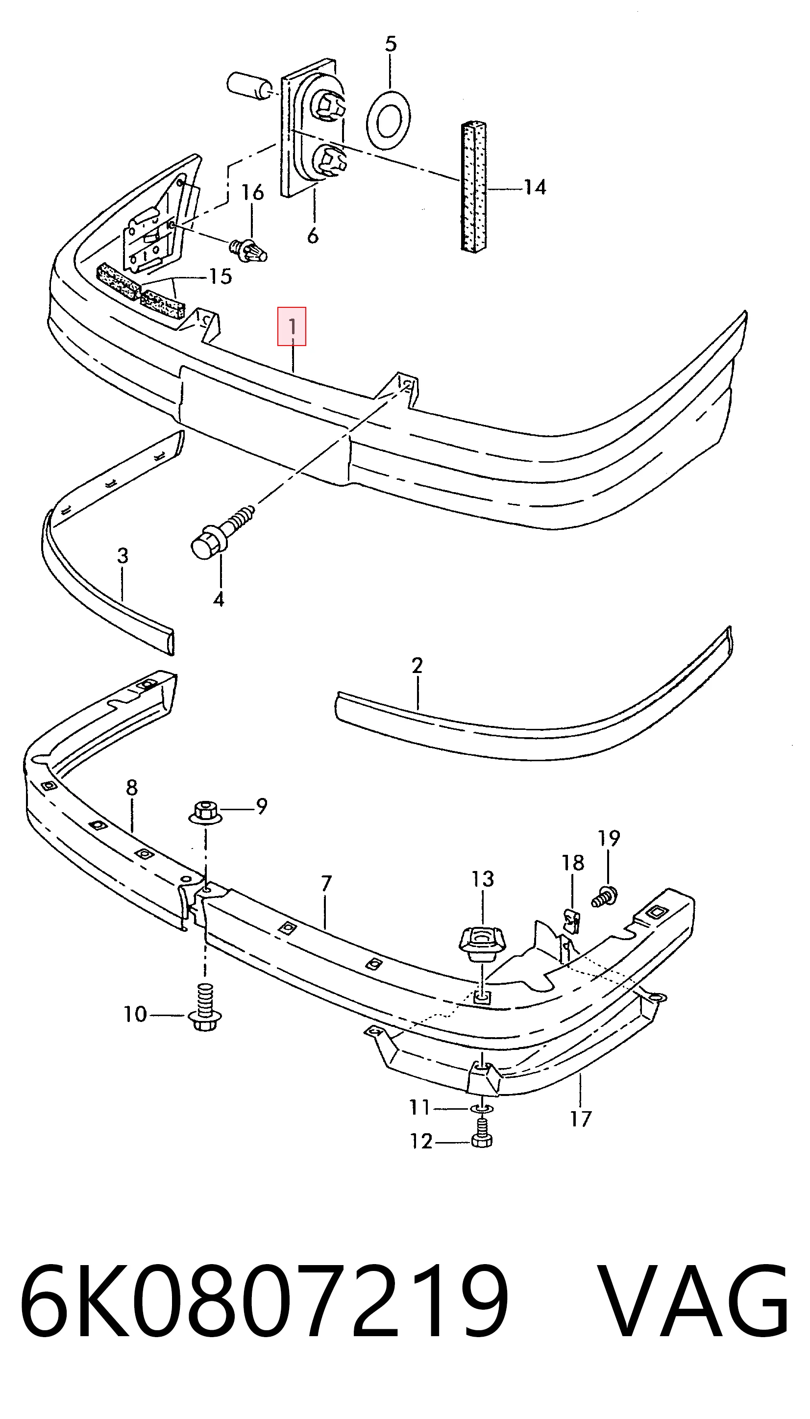 6K0807219 VAG Paragolpes delantero