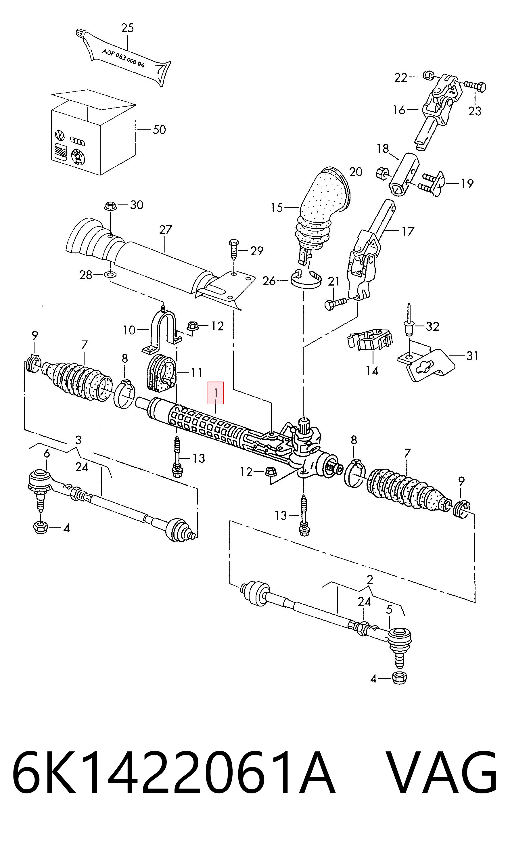 Caja de dirección para Volkswagen Caddy II (9K9)