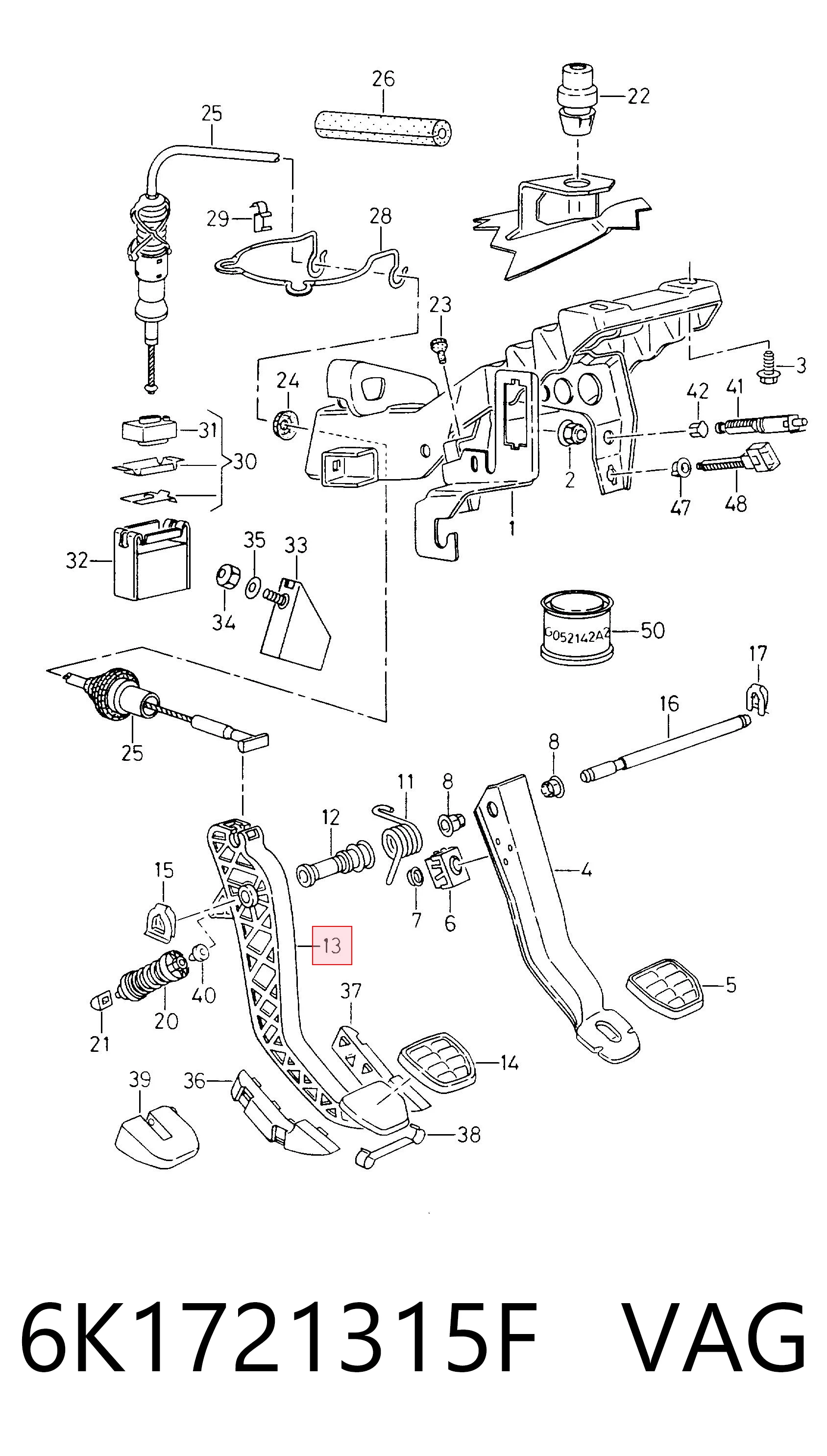 Comprar Pedal de embrague Volkswagen Caddy II 9K9 a bajo precio