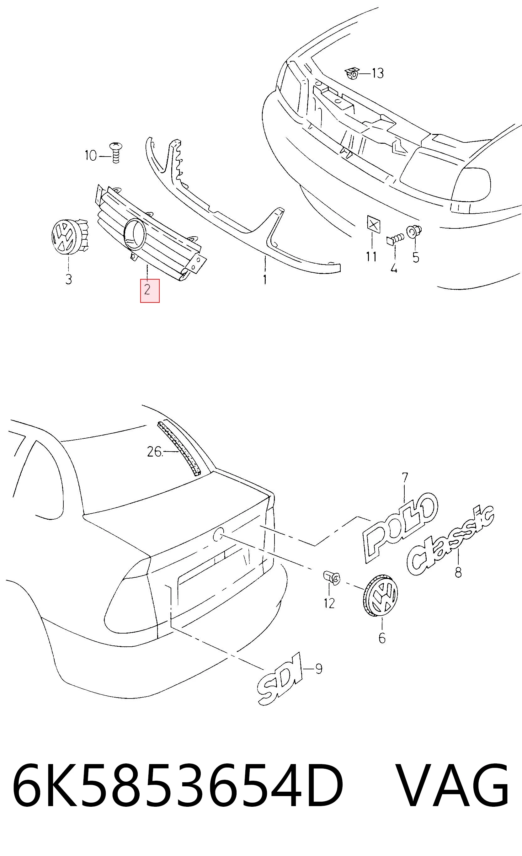 Comprar Parrilla del radiador Volkswagen Caddy II 9K9 a bajo precio