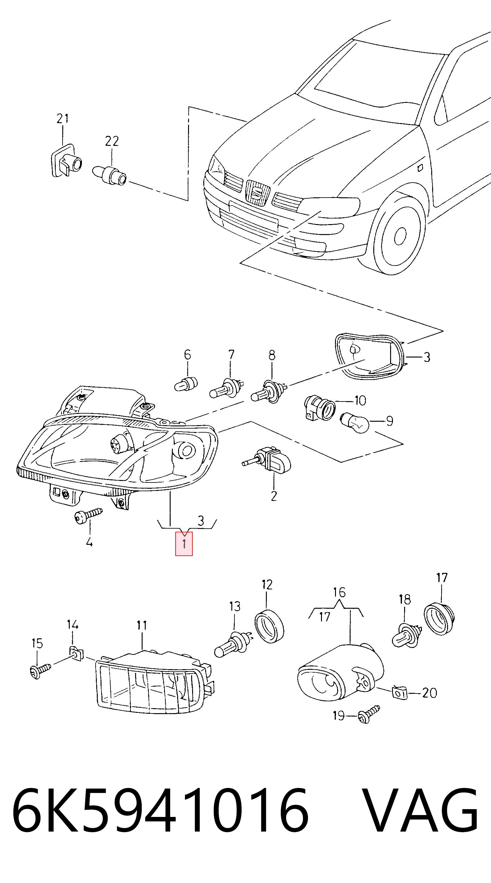 Faro derecho para Volkswagen Caddy 9K9