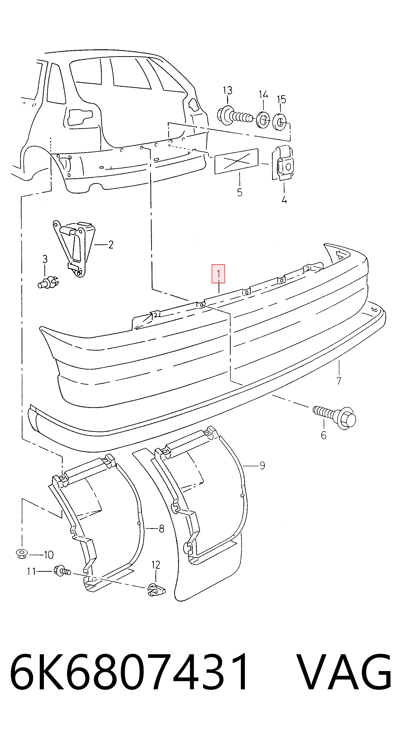 Defensa trasero para Seat Ibiza II 6K1