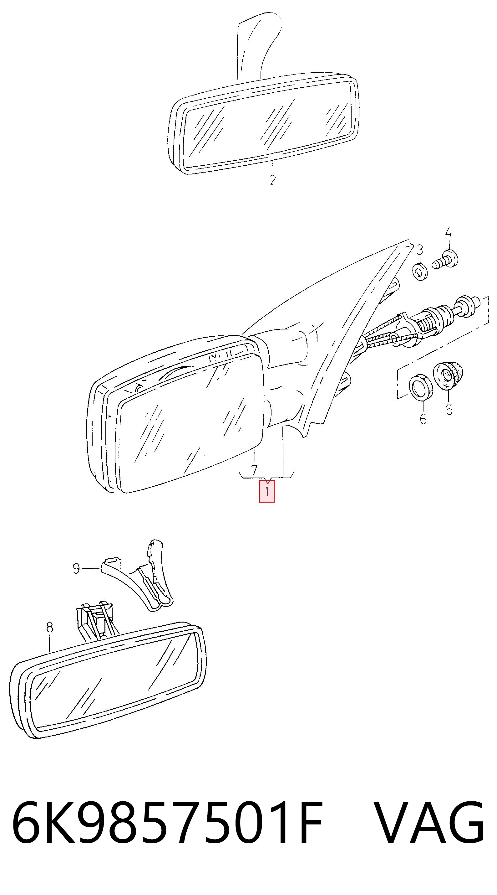 Espejo de retrovisor izquierdo para Volkswagen Passat 3A2, 351, 312