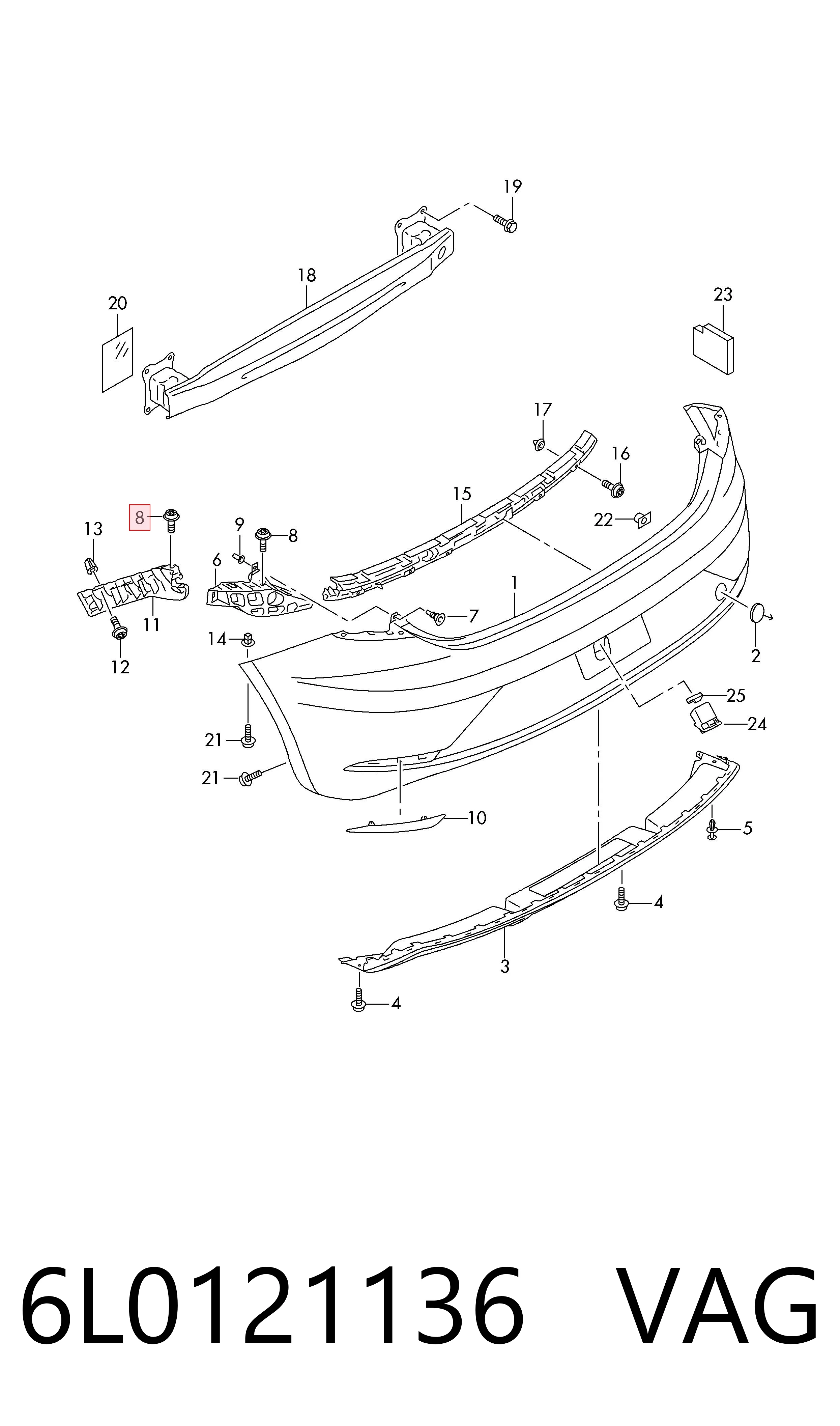 Clip de fijación del guardabarros delantero VAG 6L0121136 precio, desde 0,37 EUR