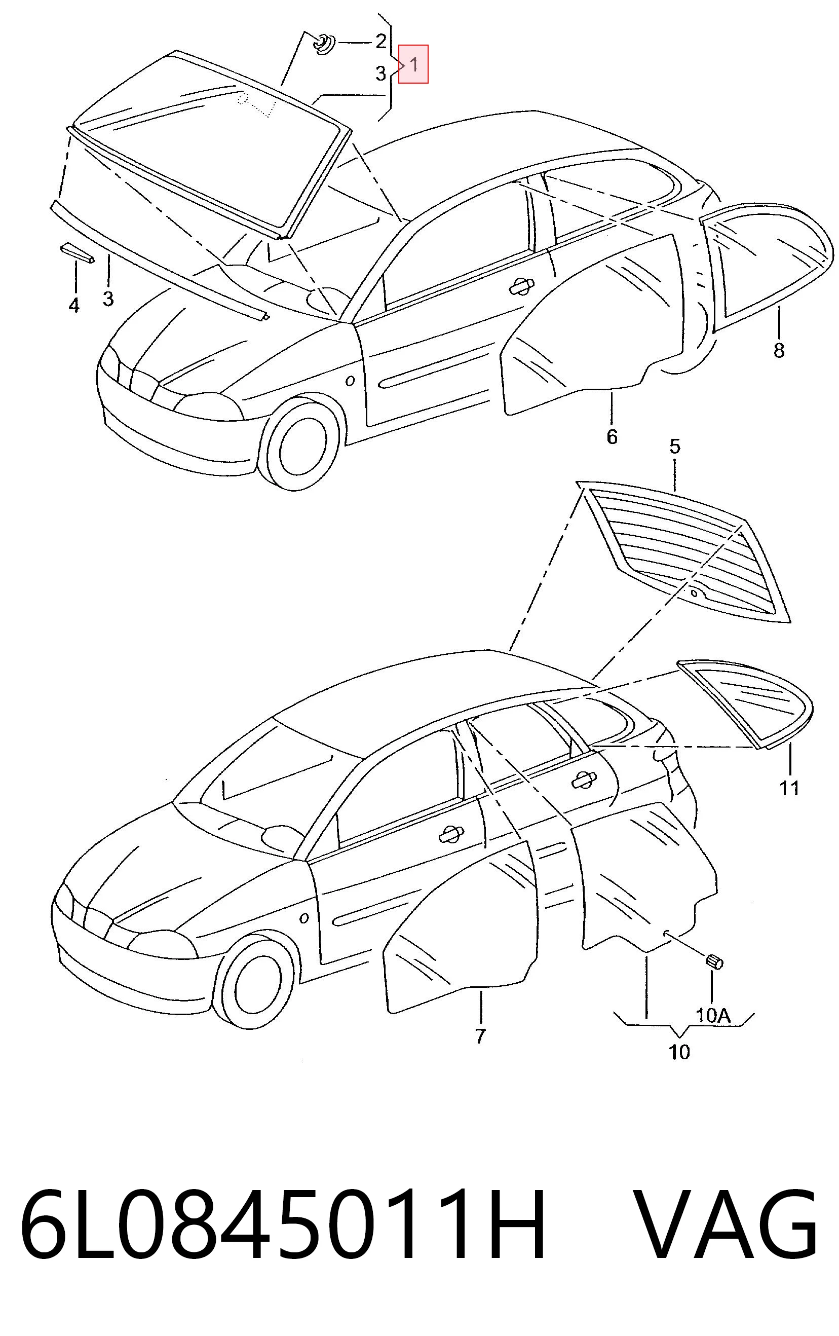 Parabrisas VAG 6L0845011H