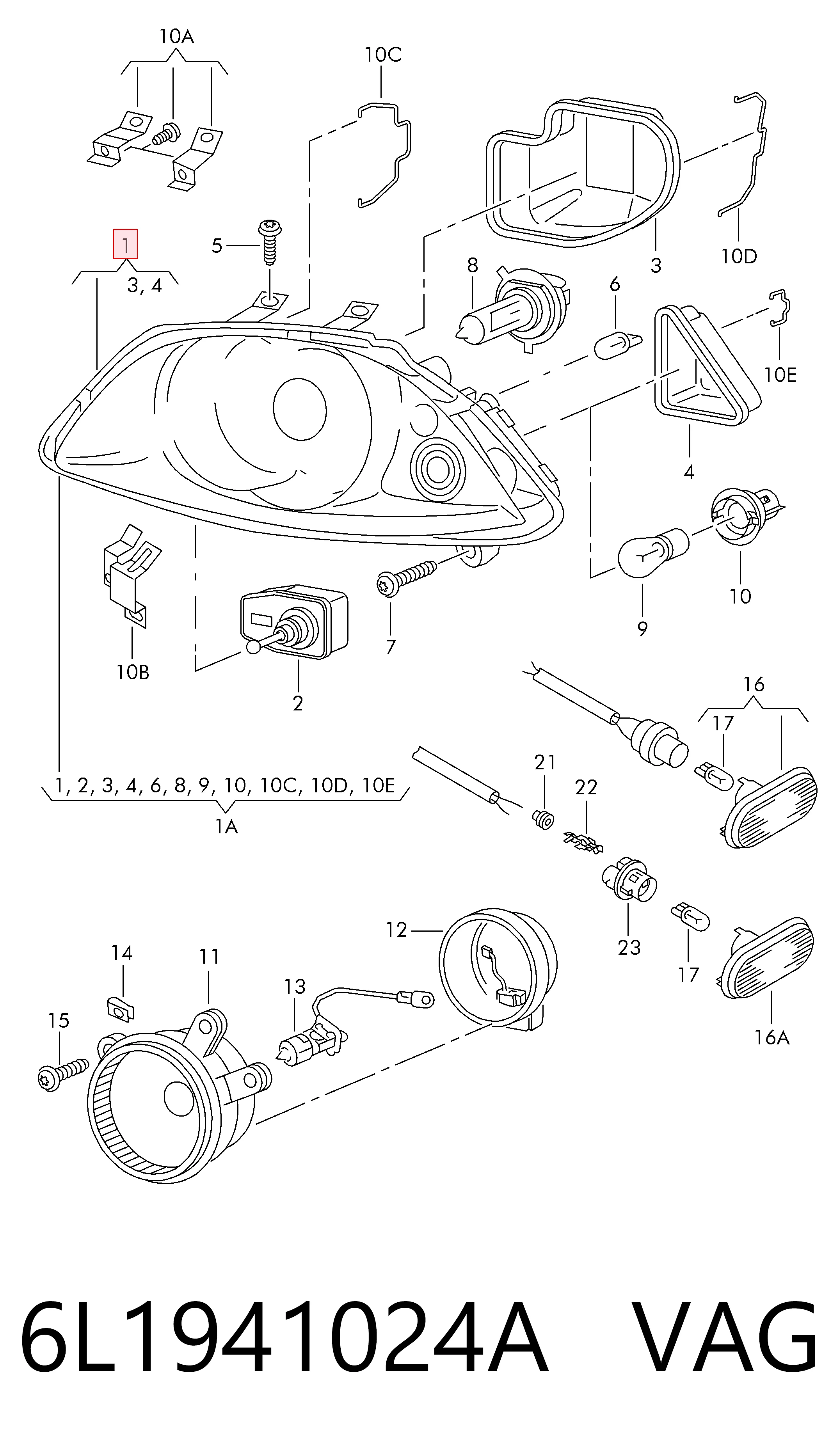  Faro derecho Seat Cordoba 