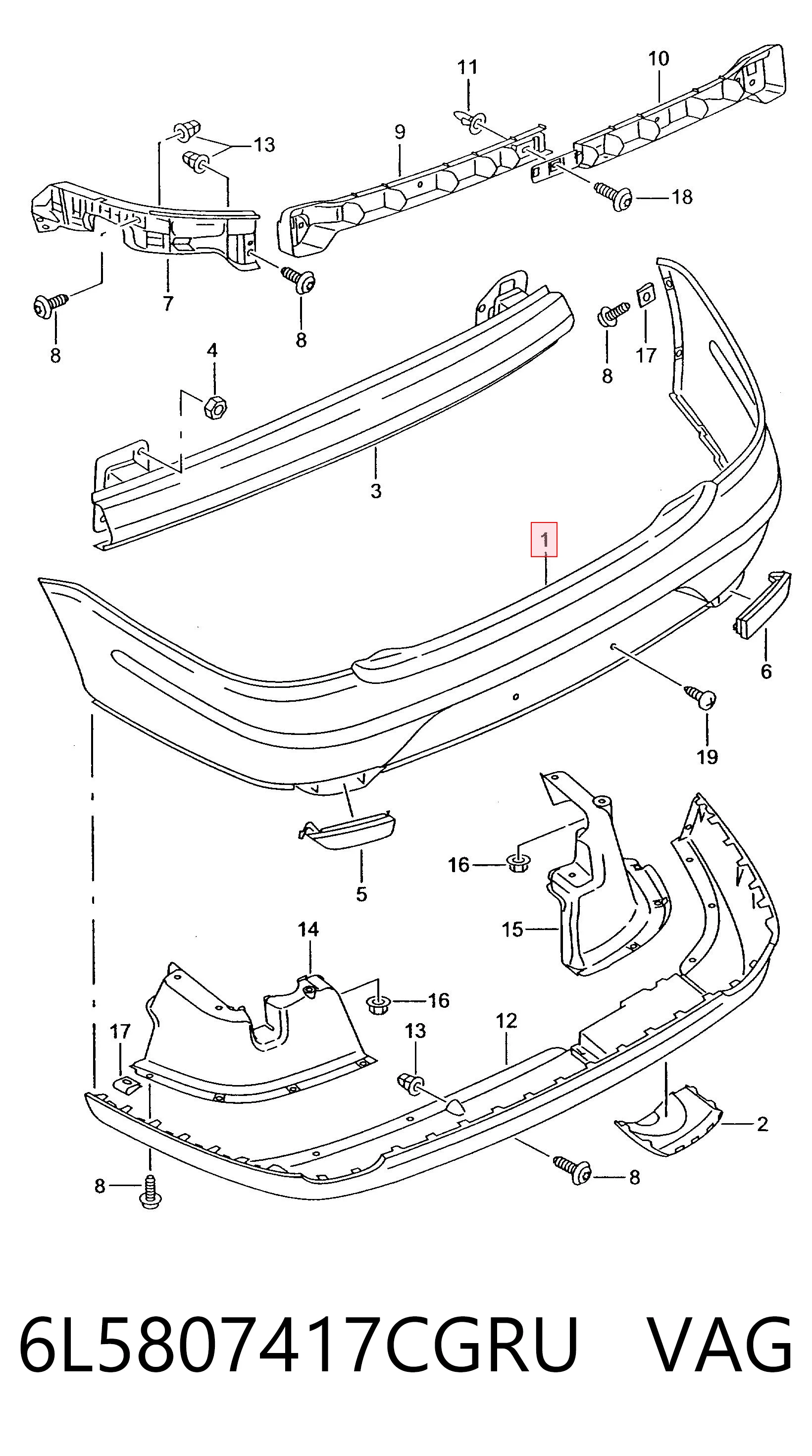 Parachoques trasero Seat Cordoba  6L2 segundo mano