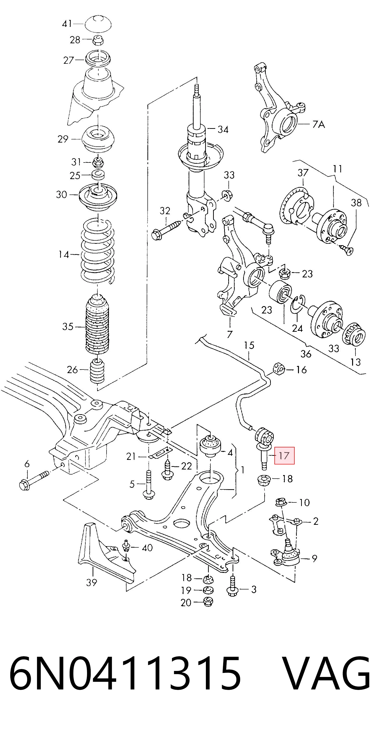 Soporte de la barra estabilizadora delantera Polo III hatchback (1999-2001) original desde 9,46 €