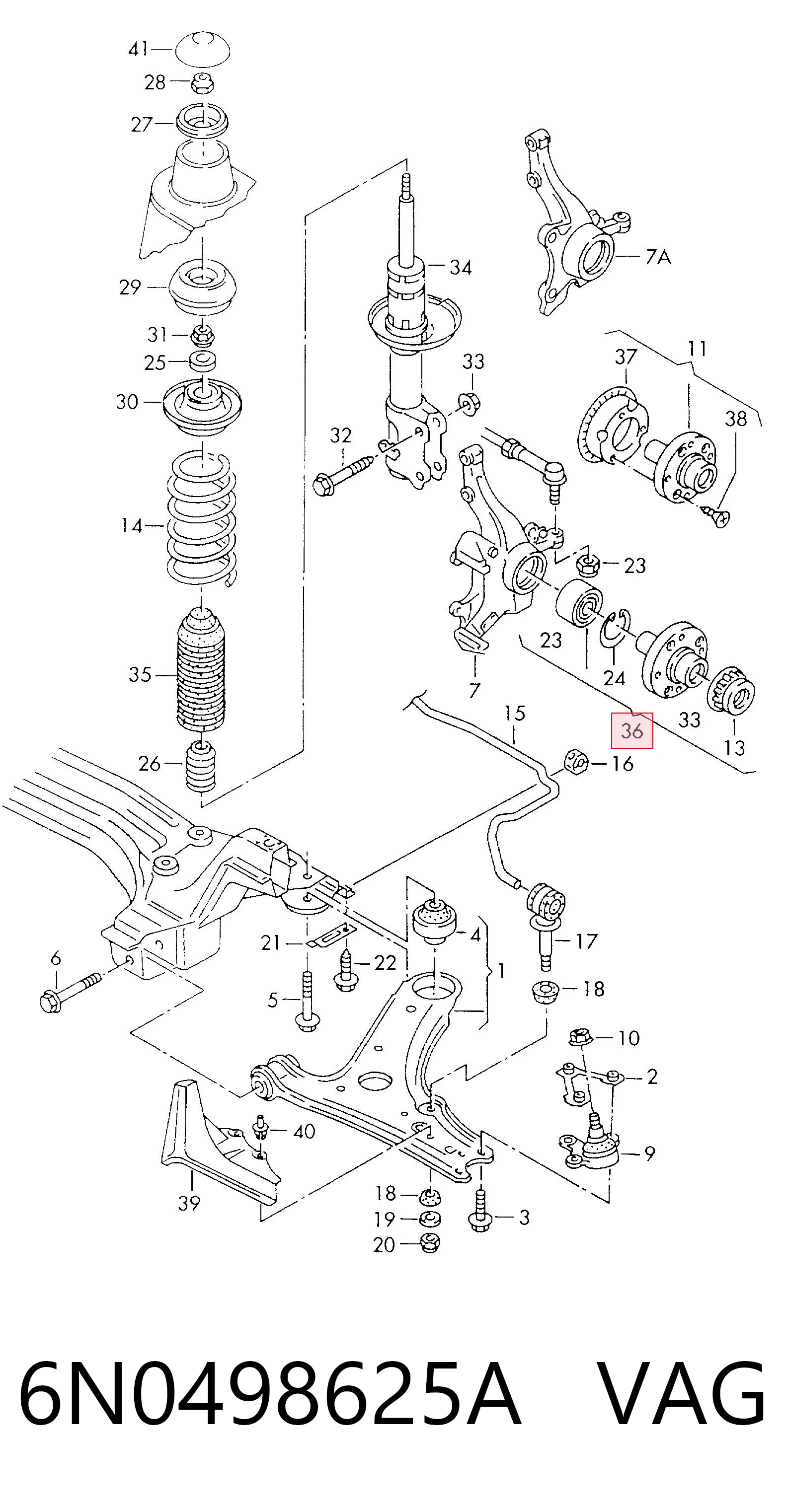 Rodamiento de rueda delantero Polo III hatchback (1999-2001) original desde 25,48 €