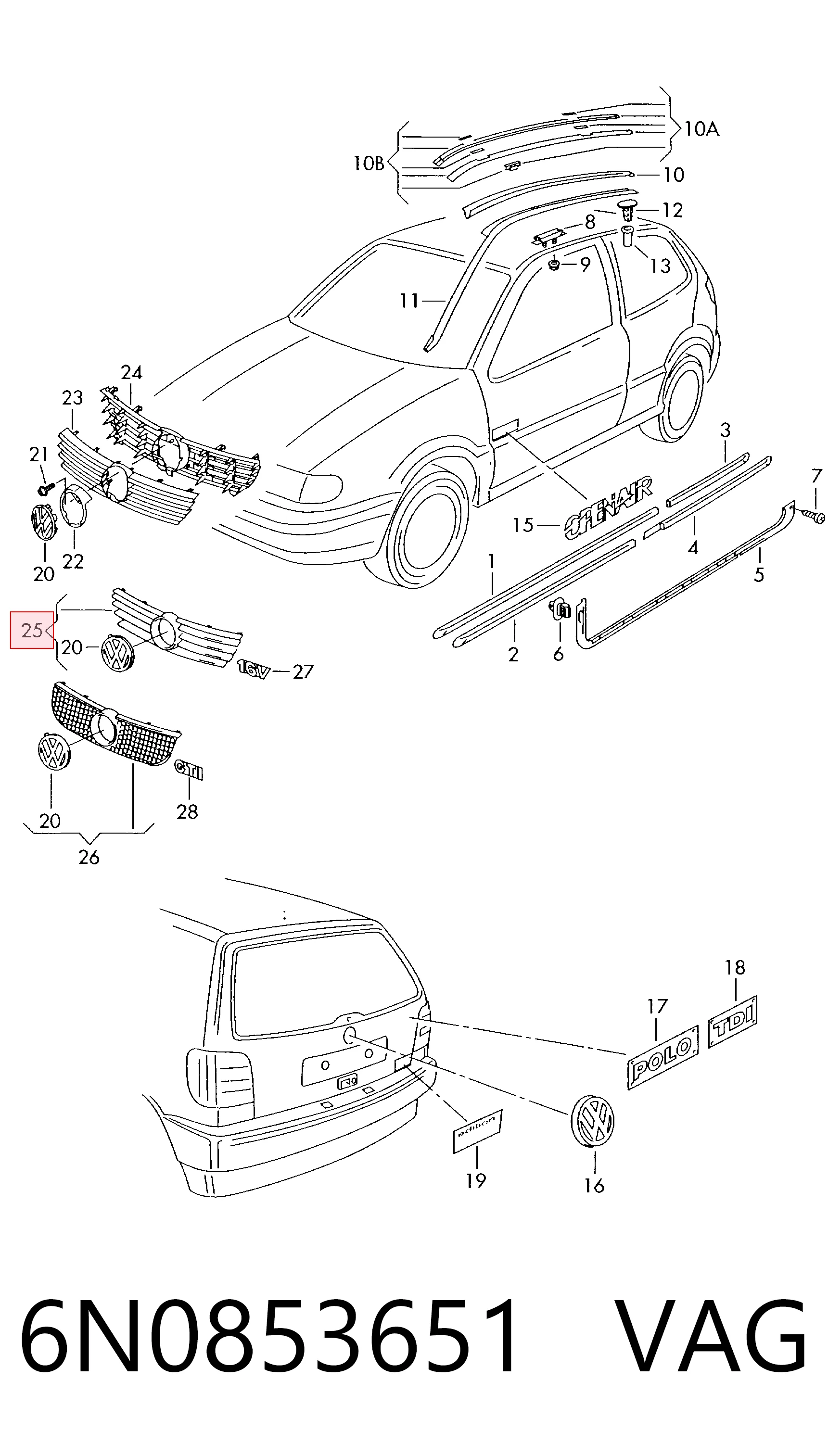  Parrilla Volkswagen Polo 3
