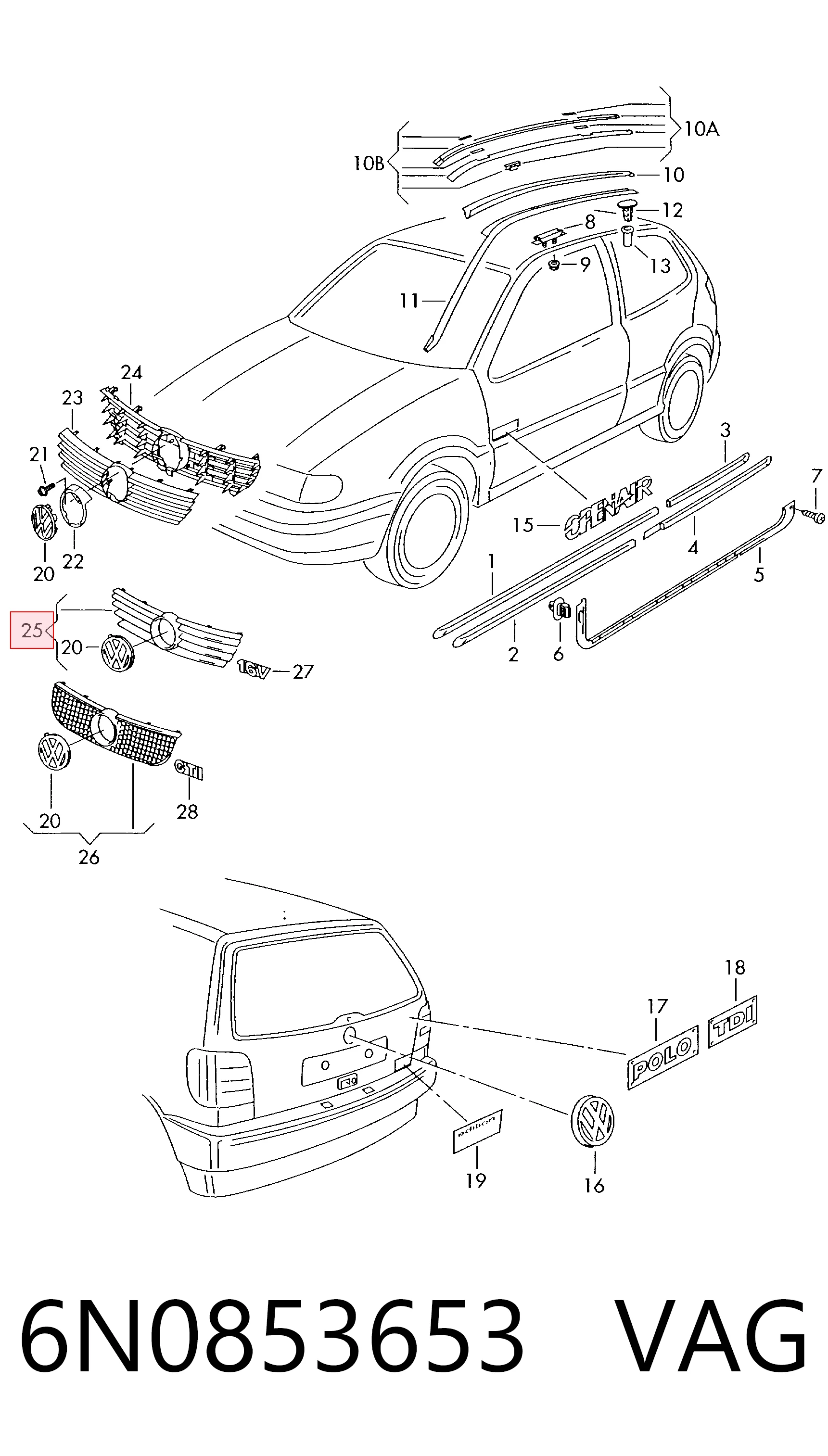  Parrilla Volkswagen Polo 3