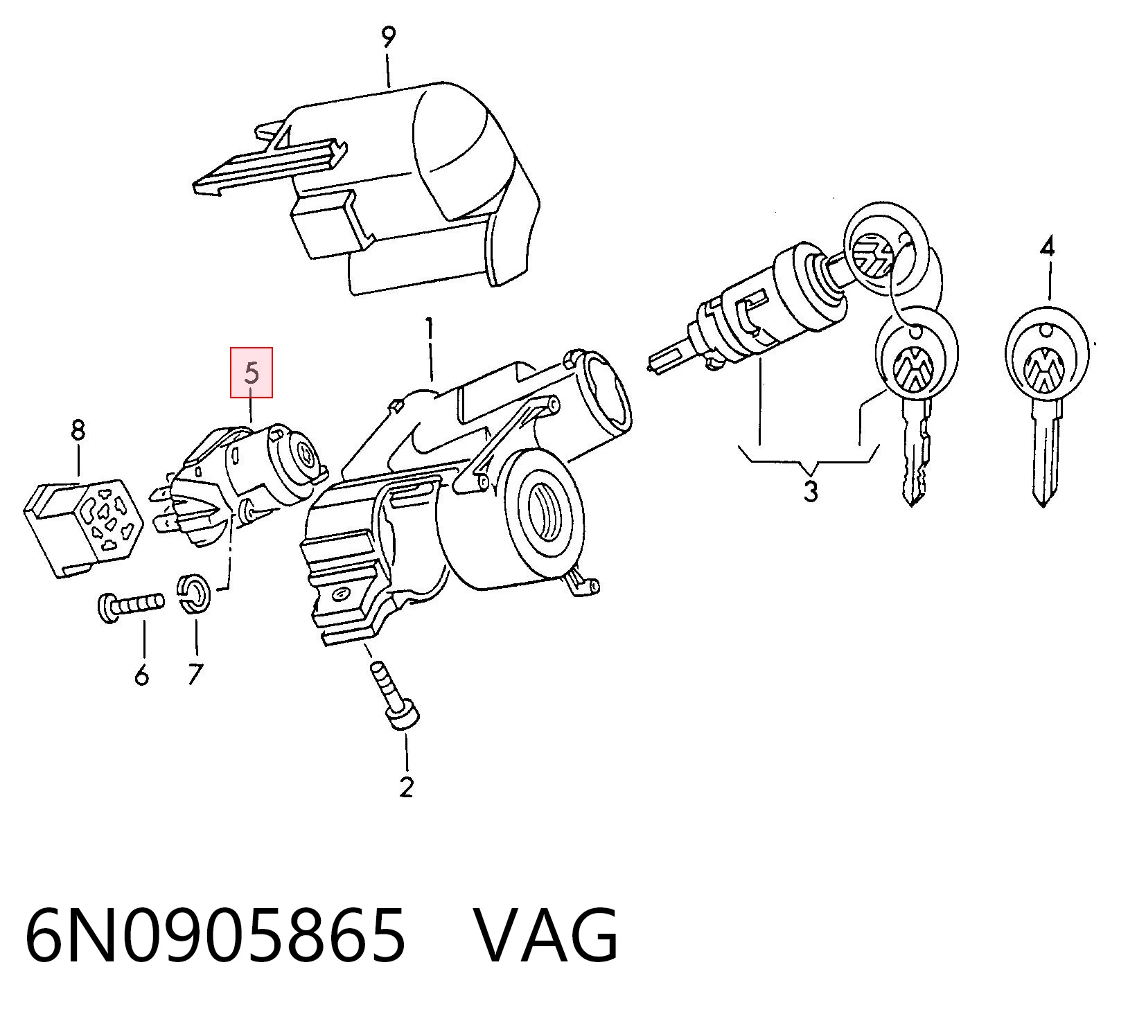 Conmutador de arranque 6N0905865 VAG