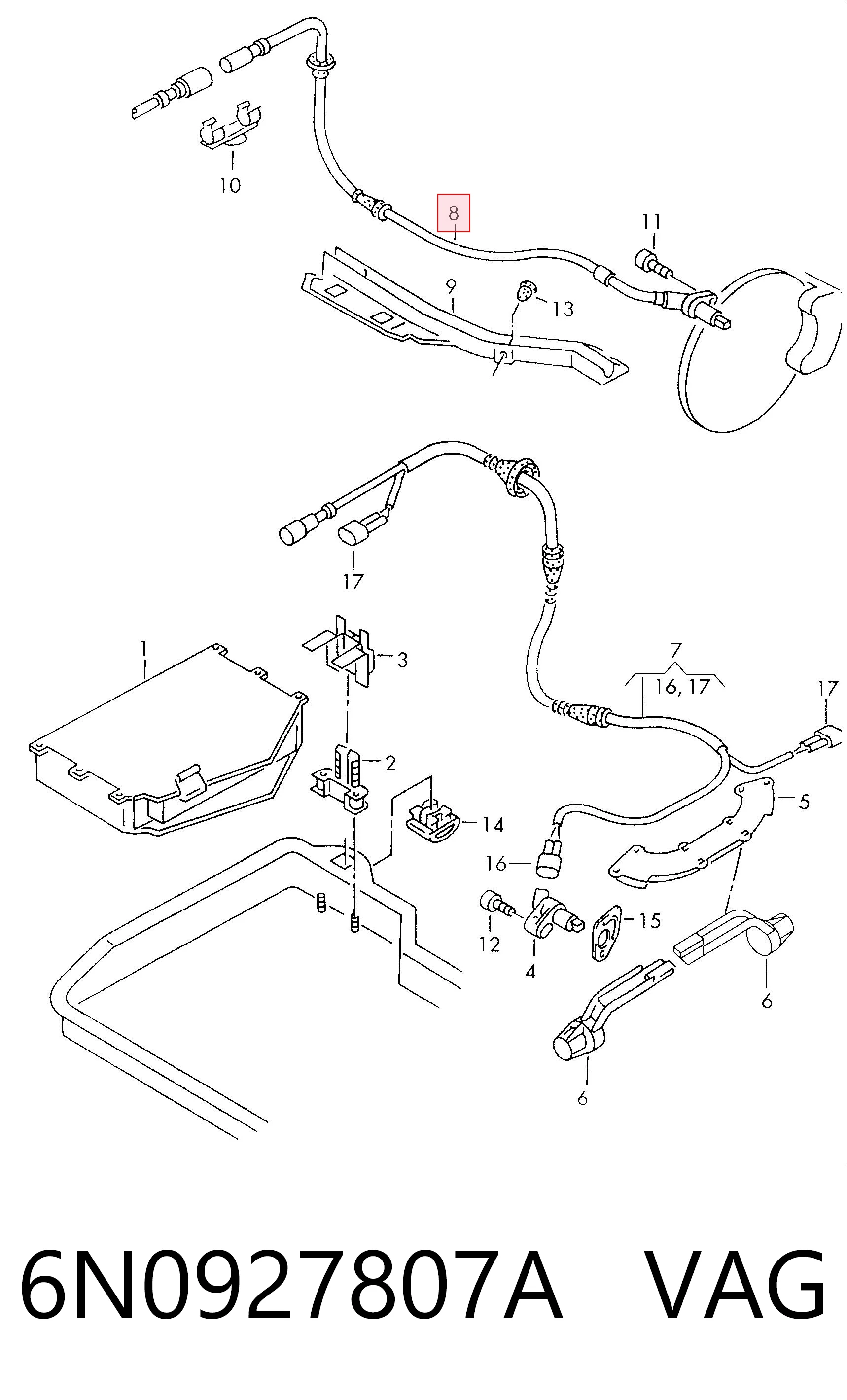 6N0927807A VAG Sensor ABS, rueda trasera