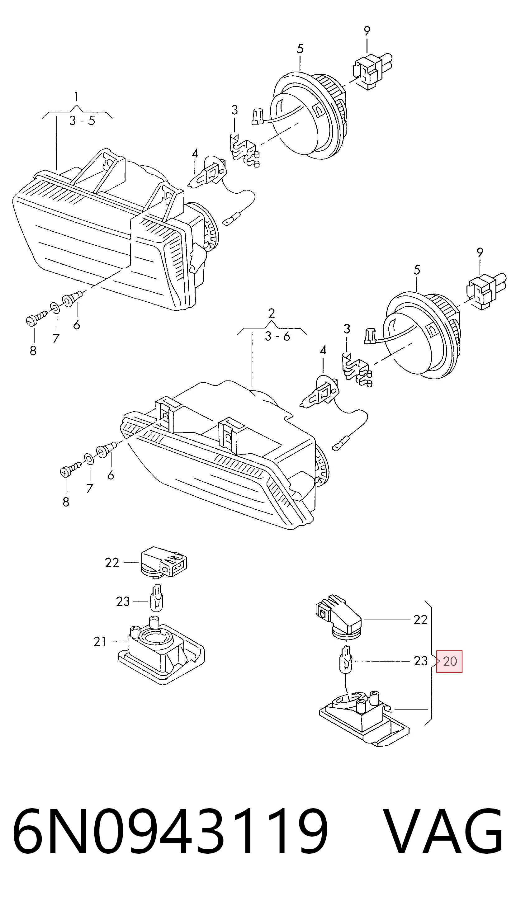 Luz de matricula para Volkswagen Polo III 6N2