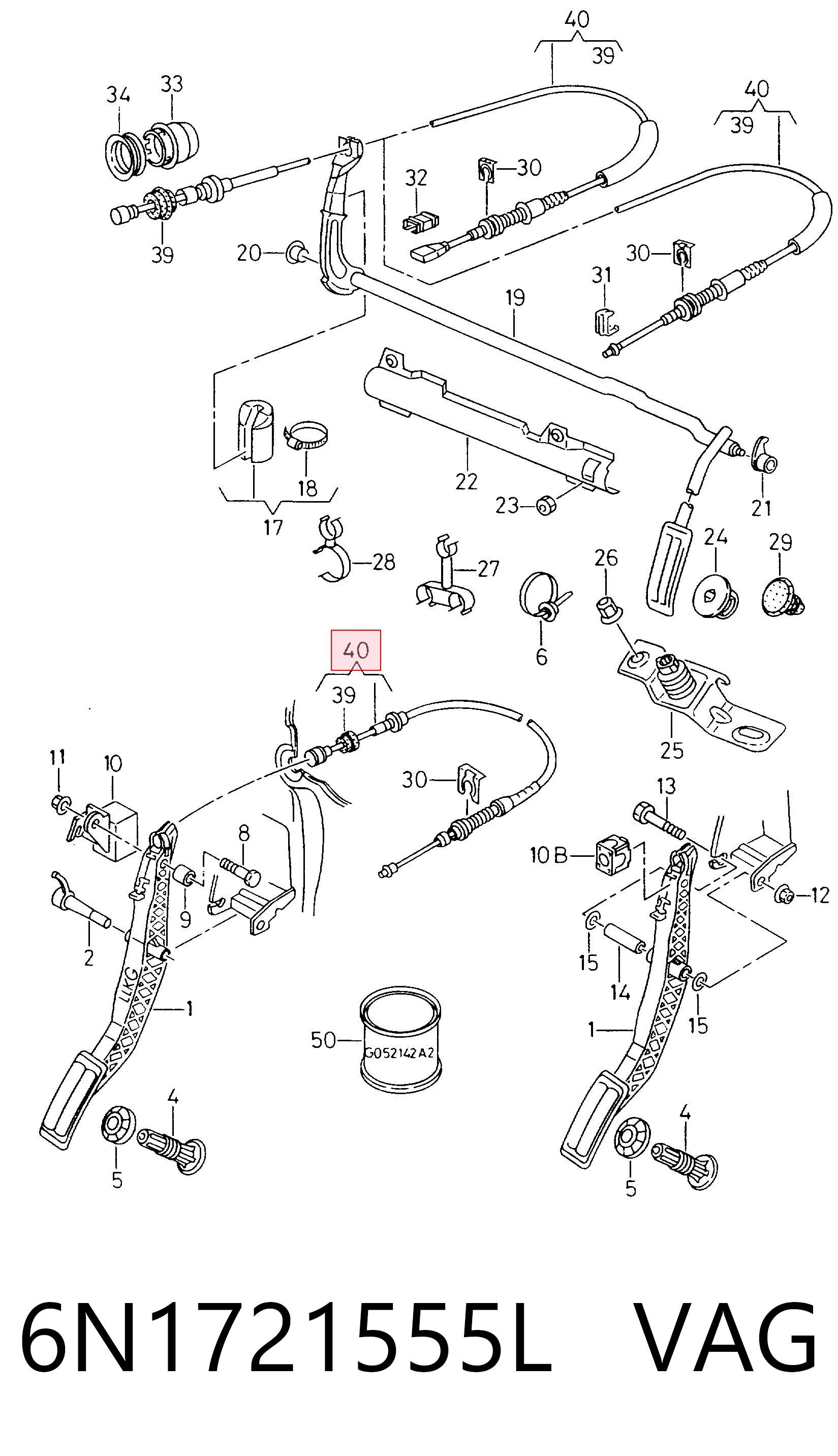 Cable del acelerador Volkswagen Polo III (1999-2001)