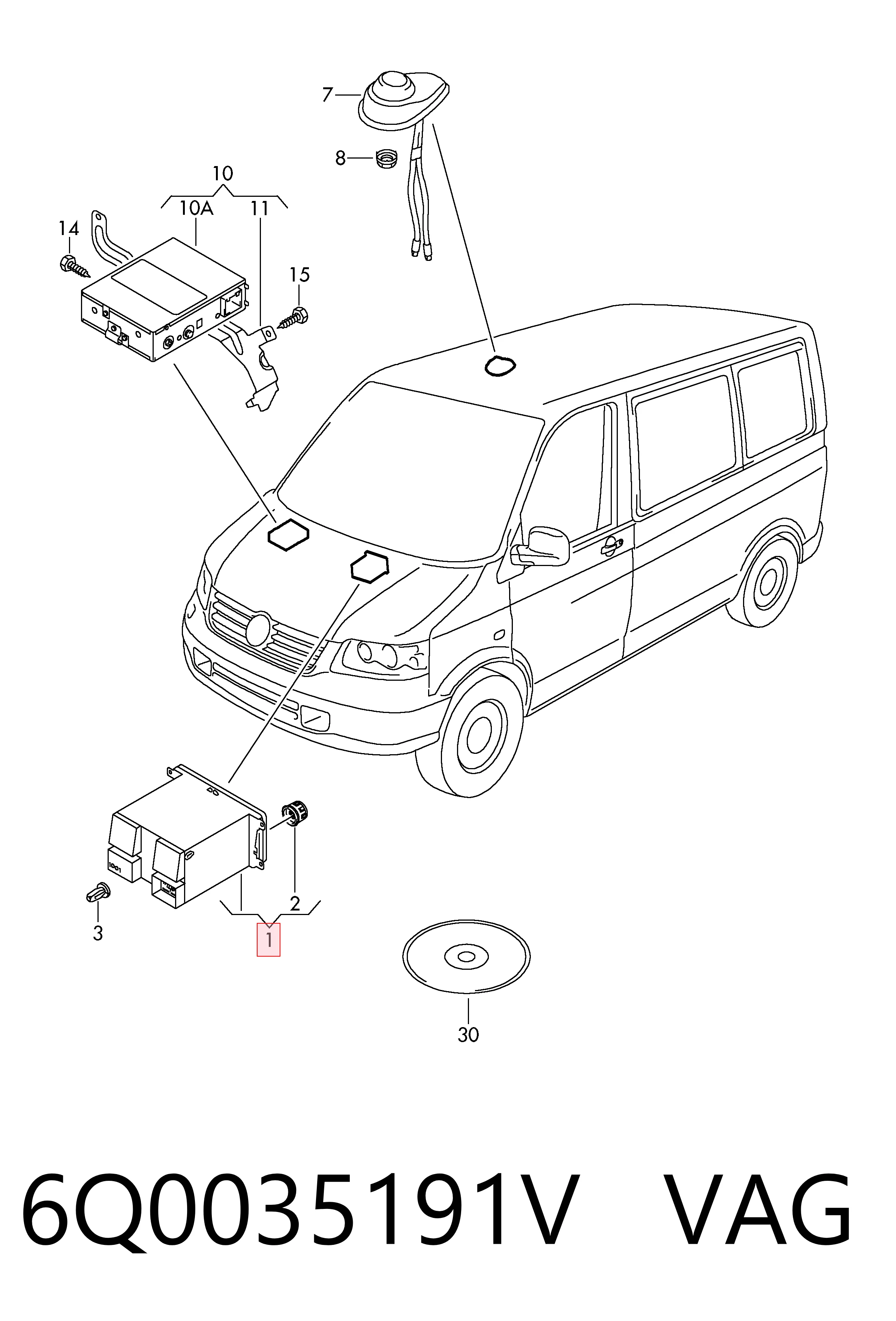 Radio para Volkswagen Transporter T5 7HB, 7HJ, 7EB, 7EJ