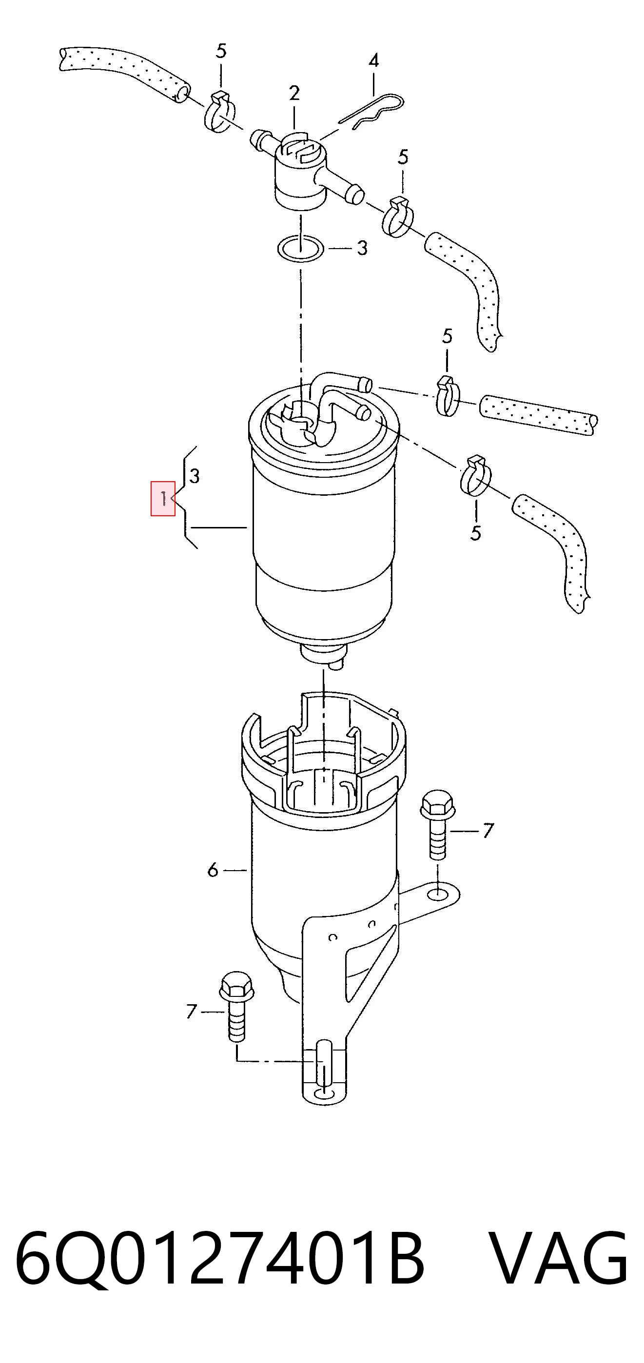 Filtro de gasoil VAG 6Q0127401B