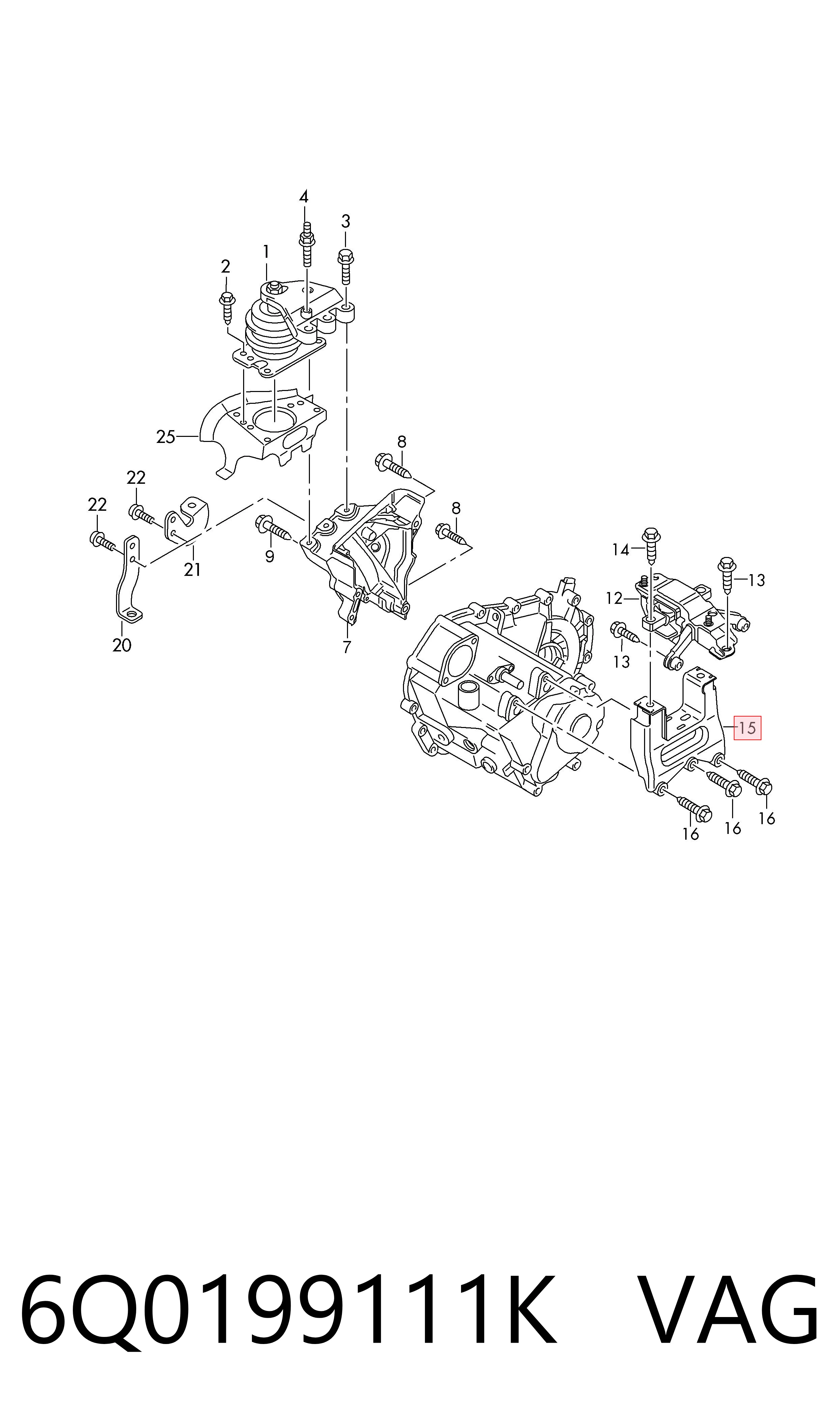 6Q0199111K VAG Soporte del soporte izquierdo del motor