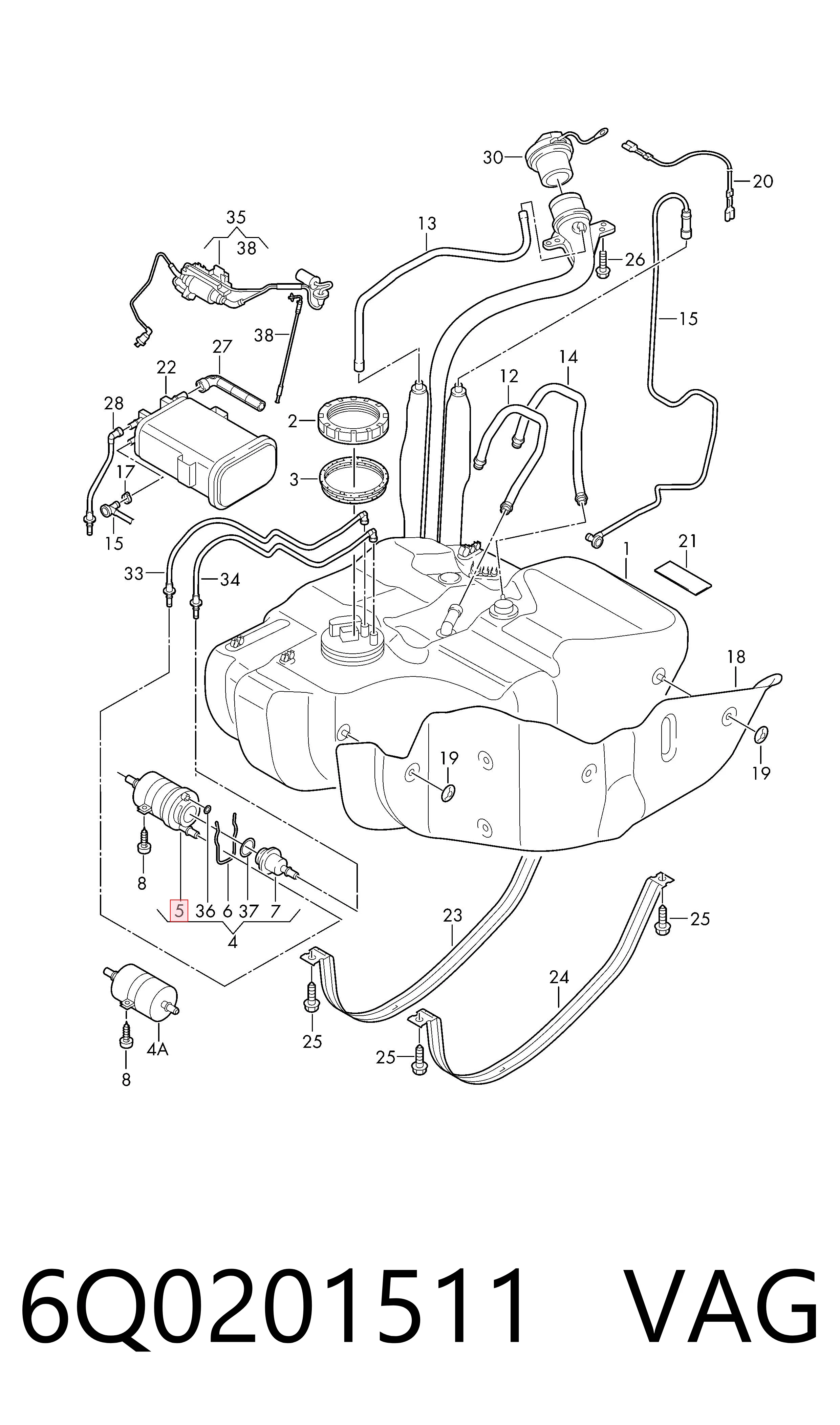 6Q0201511 VAG Filtro de gasolina