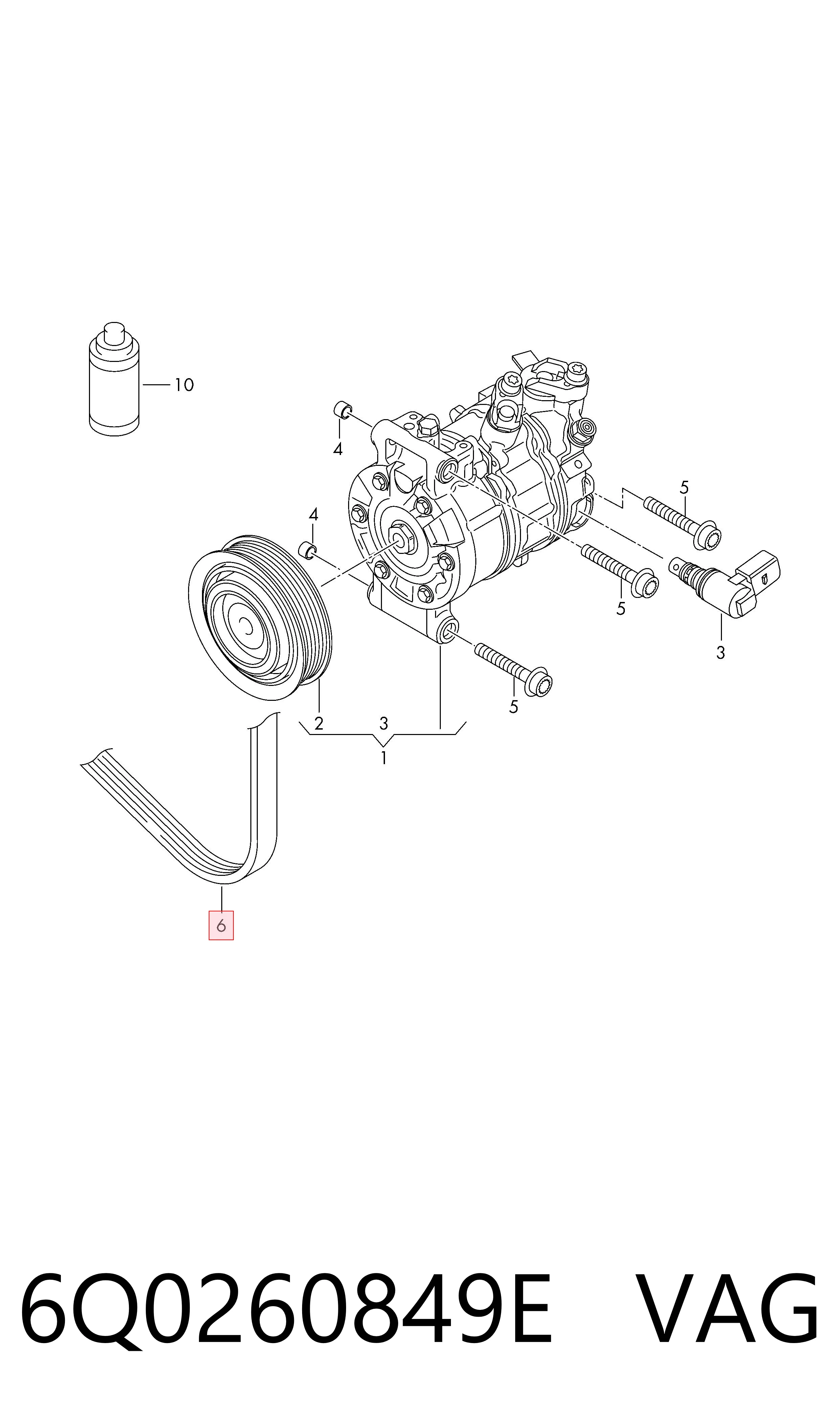 Correa de transmisión trapezoidal VAG 6Q0260849E precio, desde 21,30 EUR