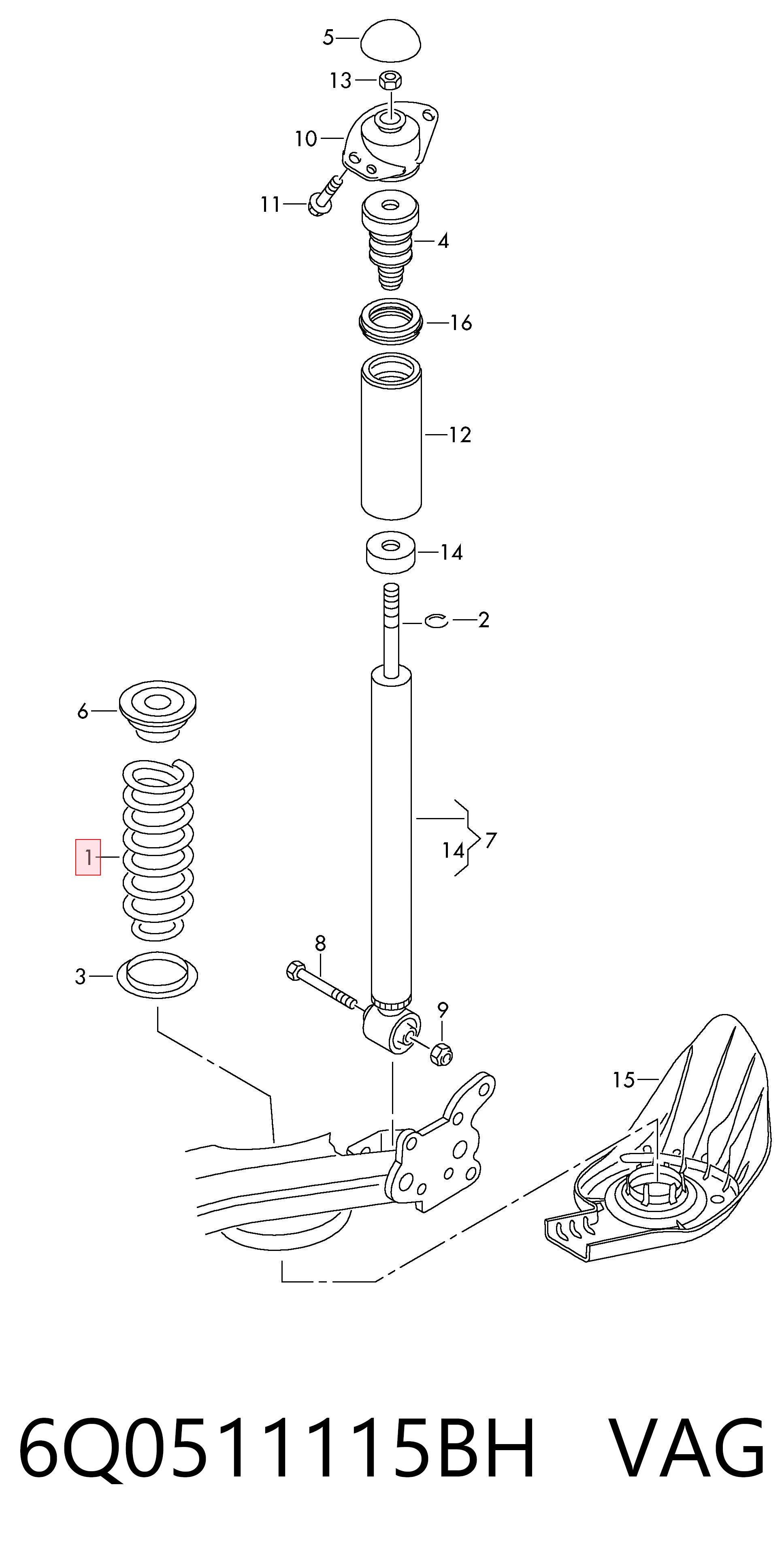 Muelle para Seat Ibiza 6L1