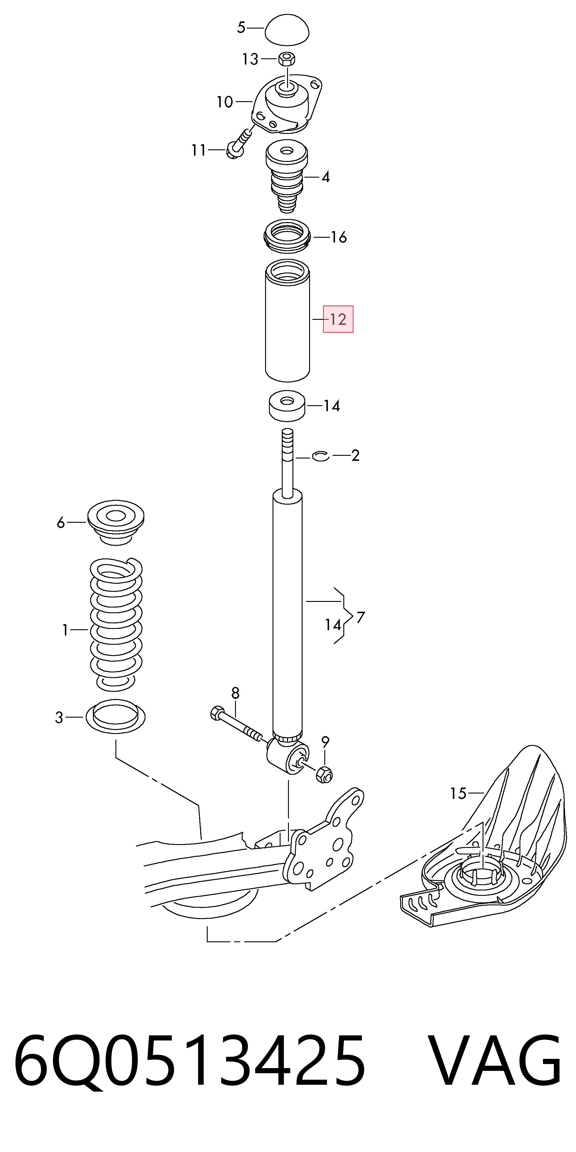 Guardapolvo del amortiguador trasero VAG 6Q0513425 precio, desde 7,00 EUR