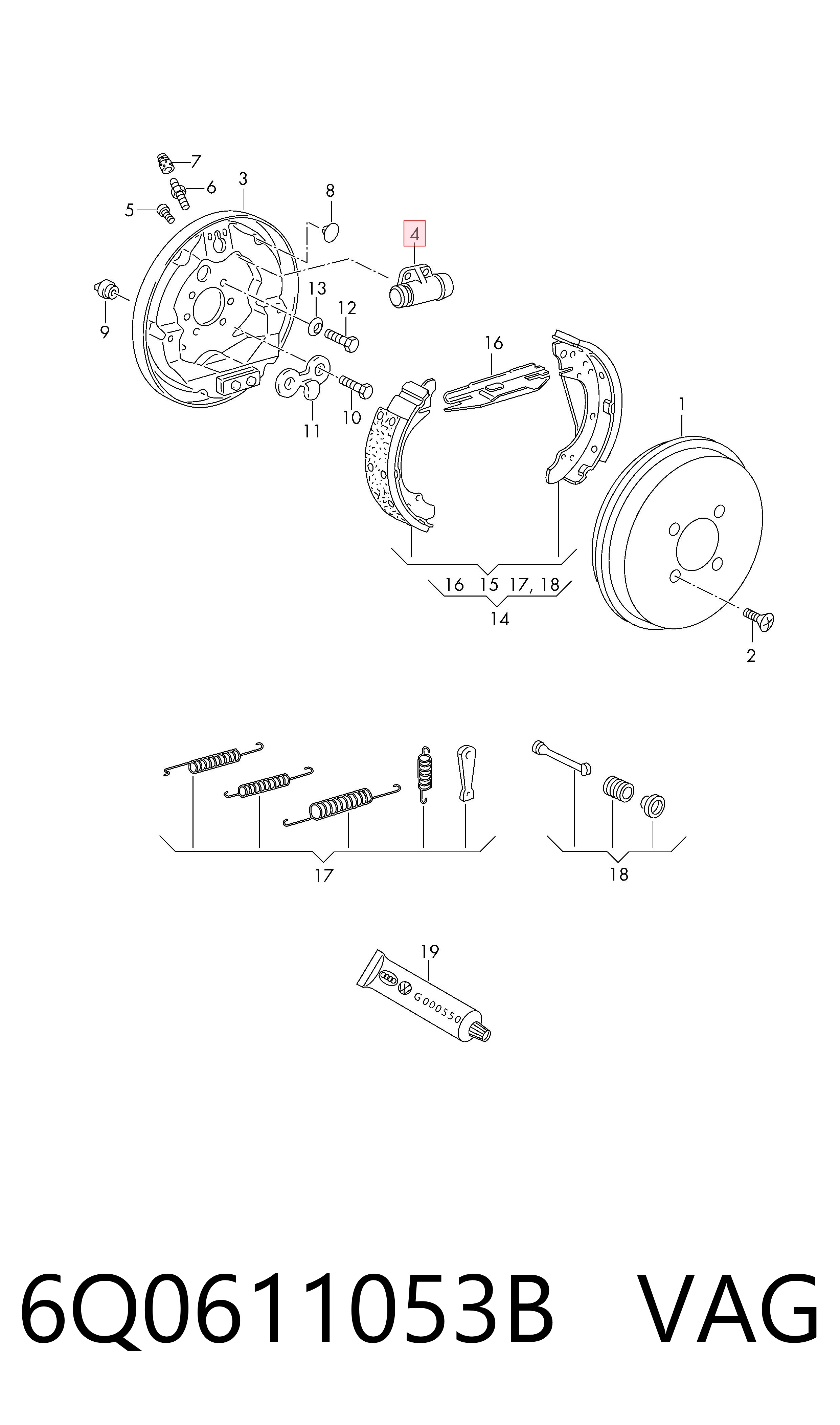 Cilindro de freno de rueda trasera VAG 6Q0611053B precio, desde 9,61 EUR