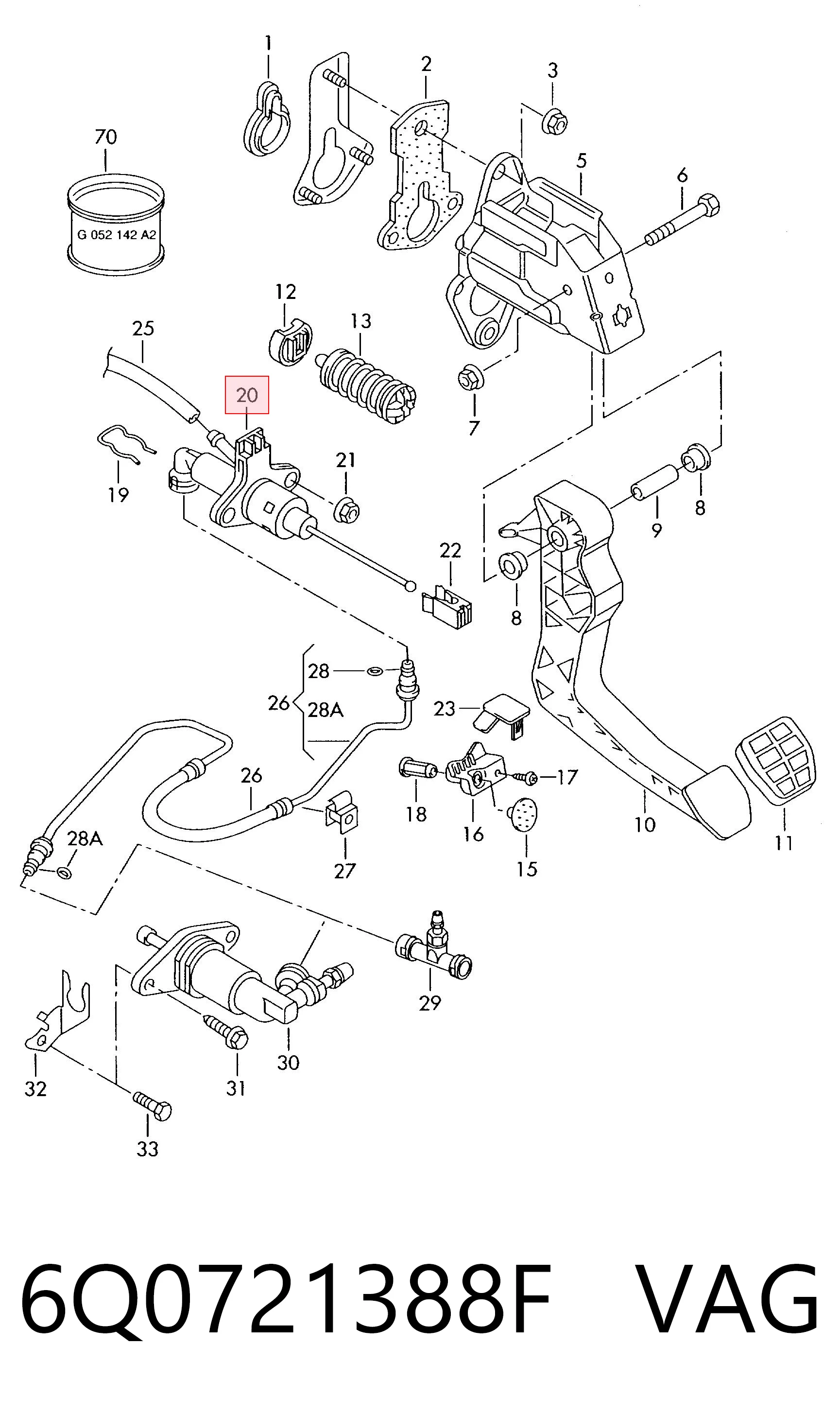 6Q0721388F VAG Cilindro maestro de clutch