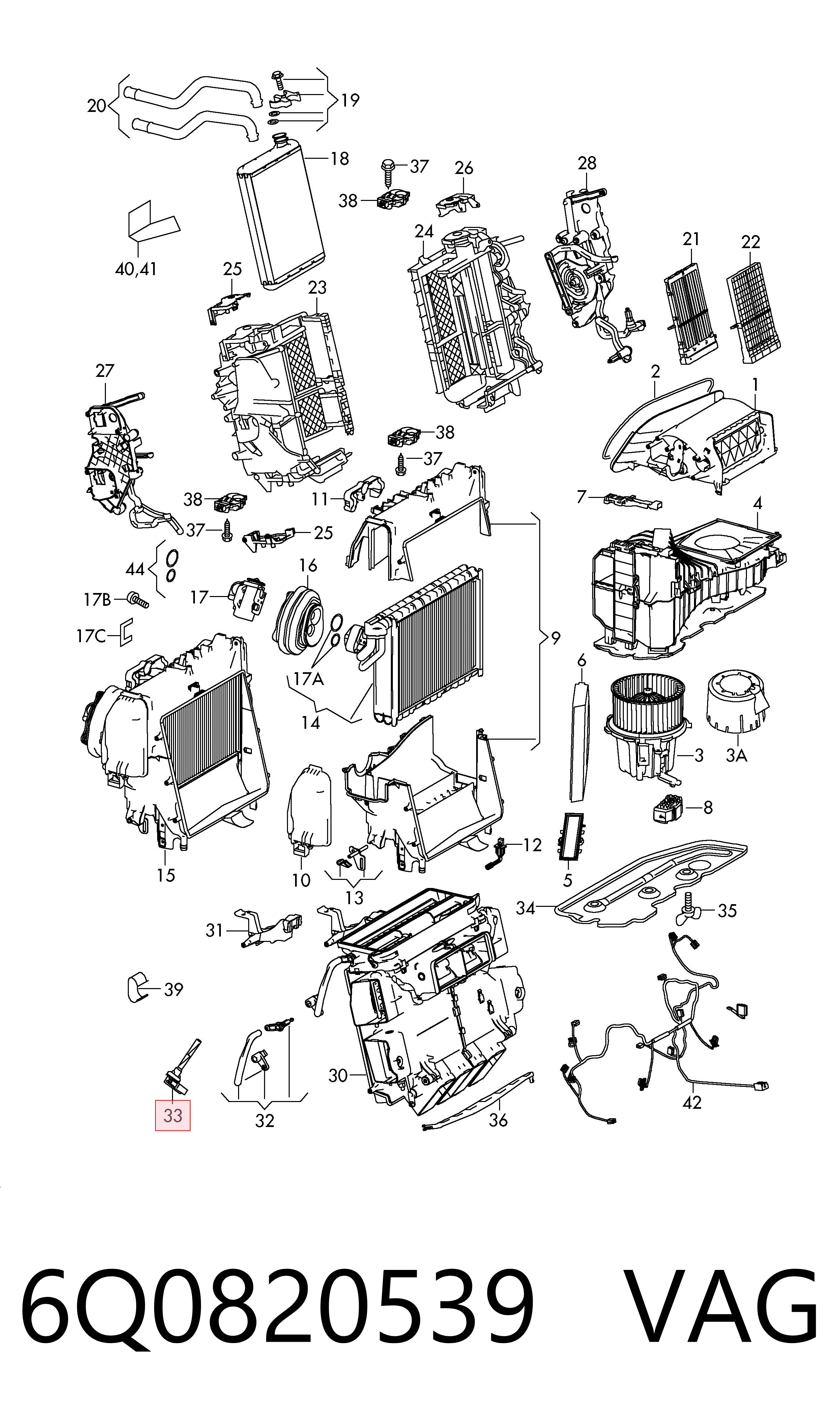 6Q0820539 VAG Sensor de temperatura del aire interior