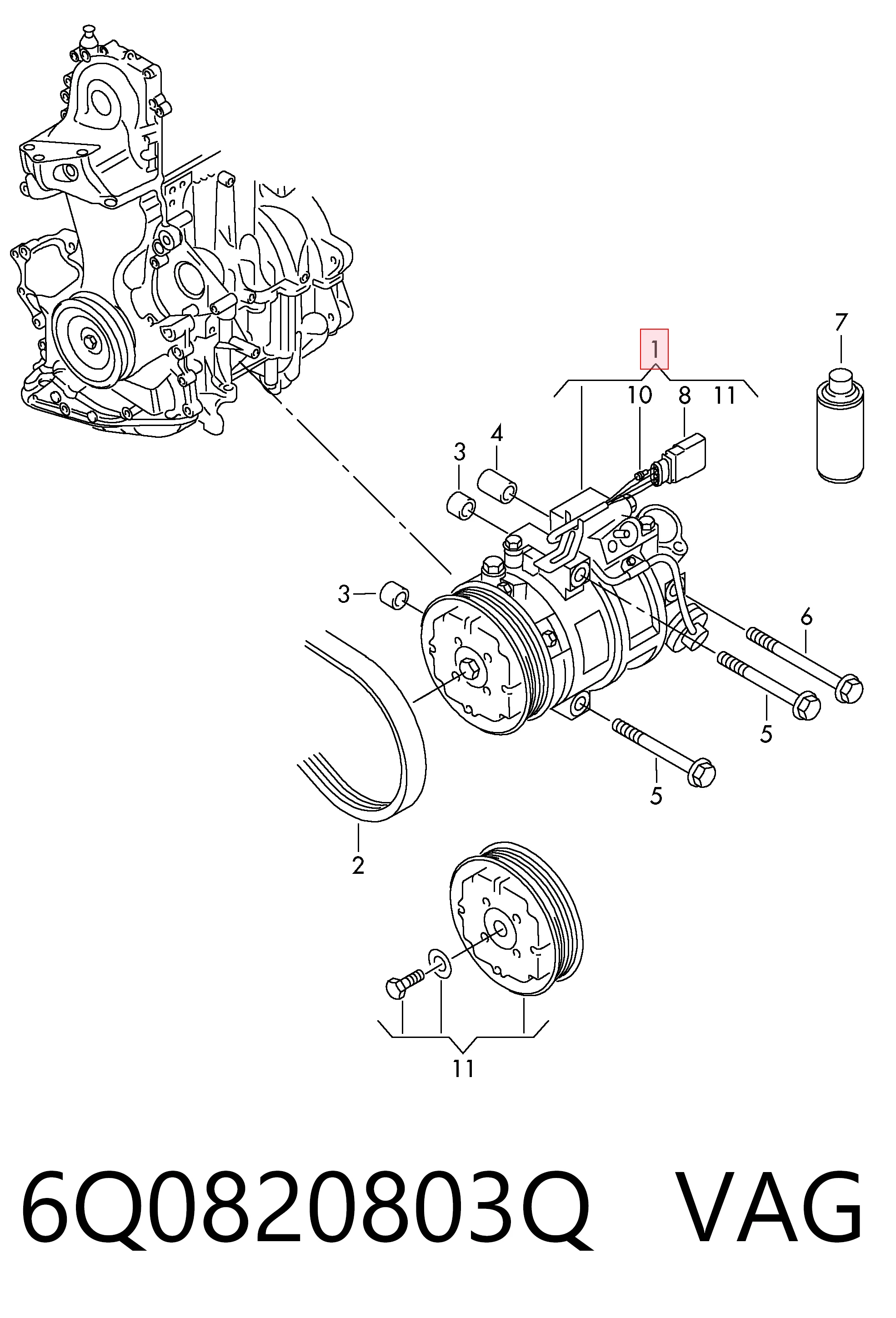 6Q0820803Q VAG Compresor climatizador