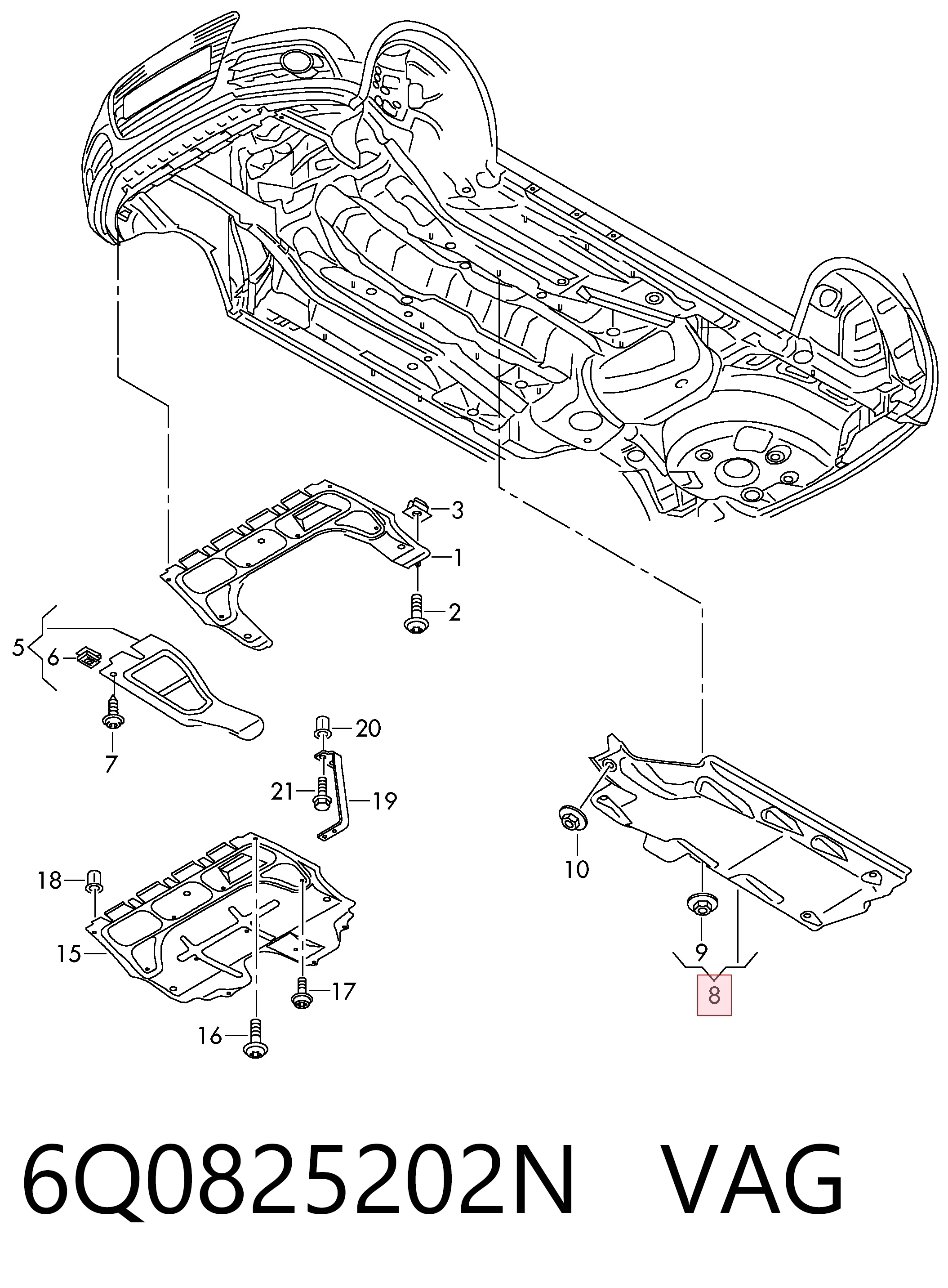 6Q0825202N VAG Protección inferior derecha