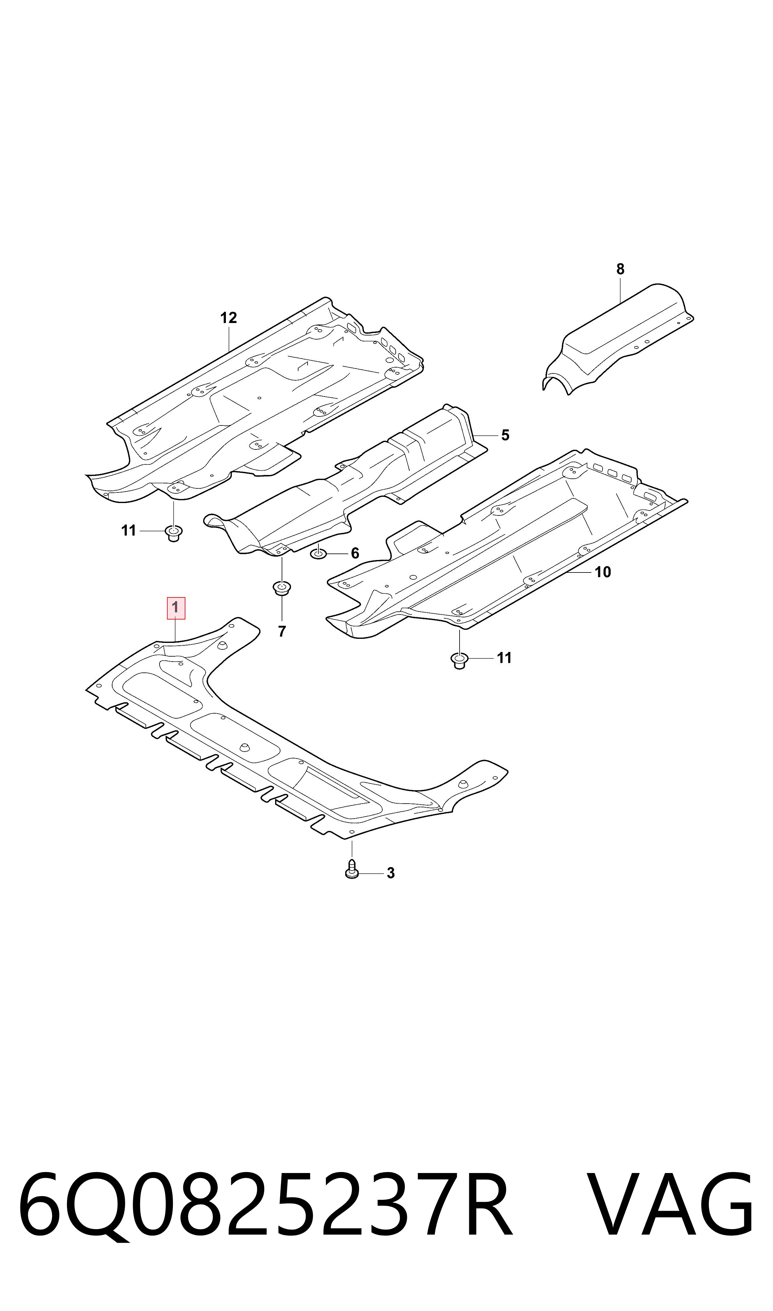 Protección delantera del motor 6Q0825237R VAG
