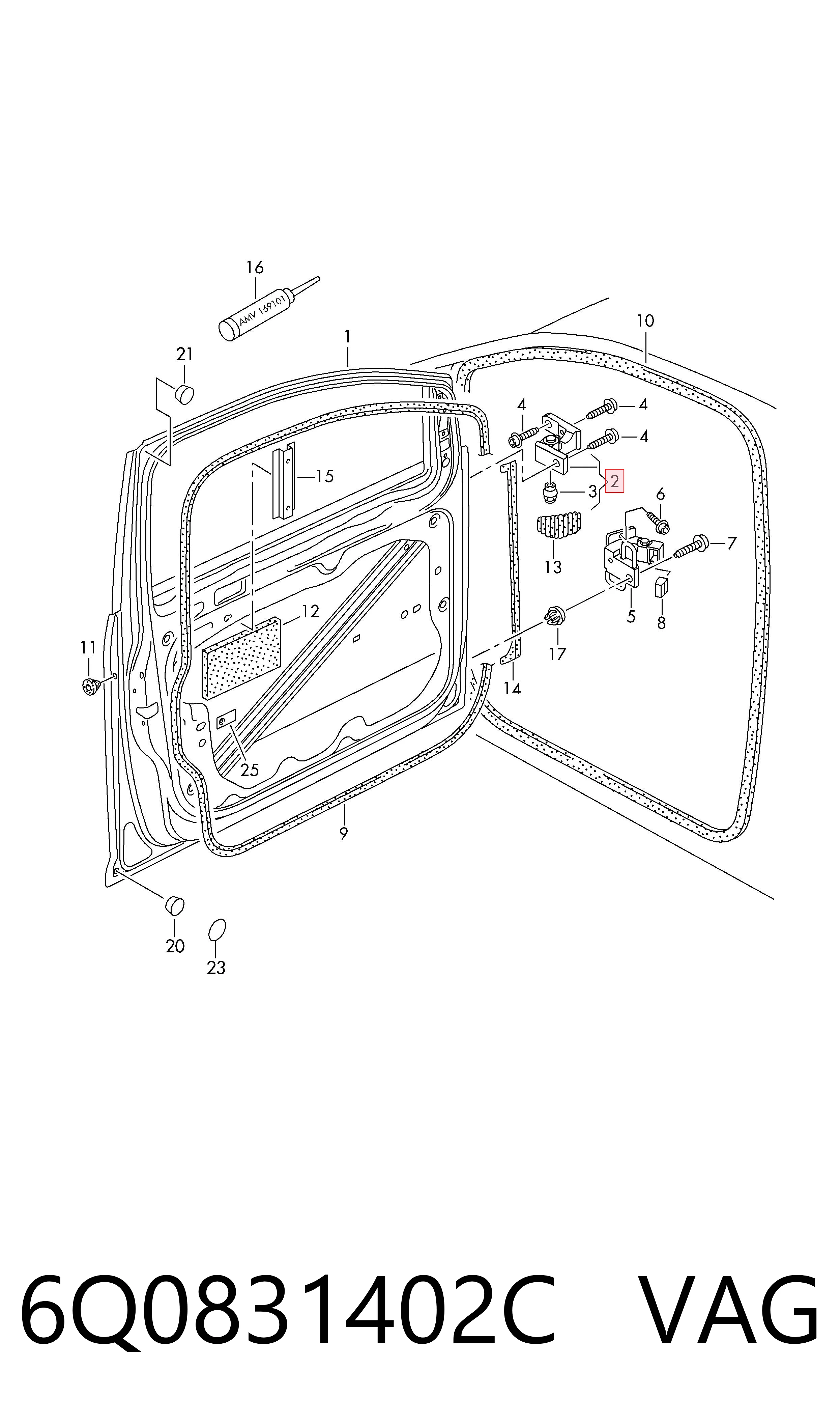 6Q0831402C VAG Bisagra de la puerta delantera derecha