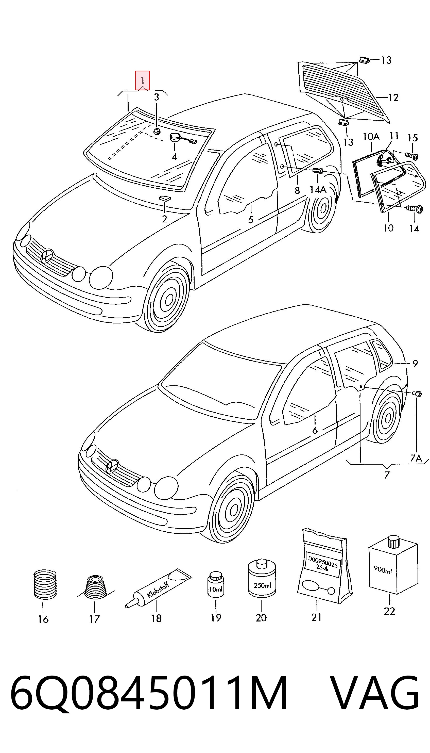 Parabrisas delantero  Volkswagen Polo IV (2001-2014)