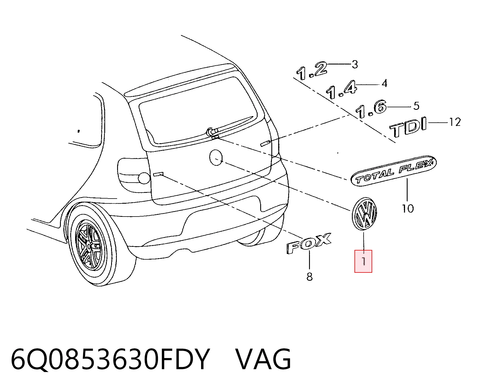 Emblema para Volkswagen Golf 1K1