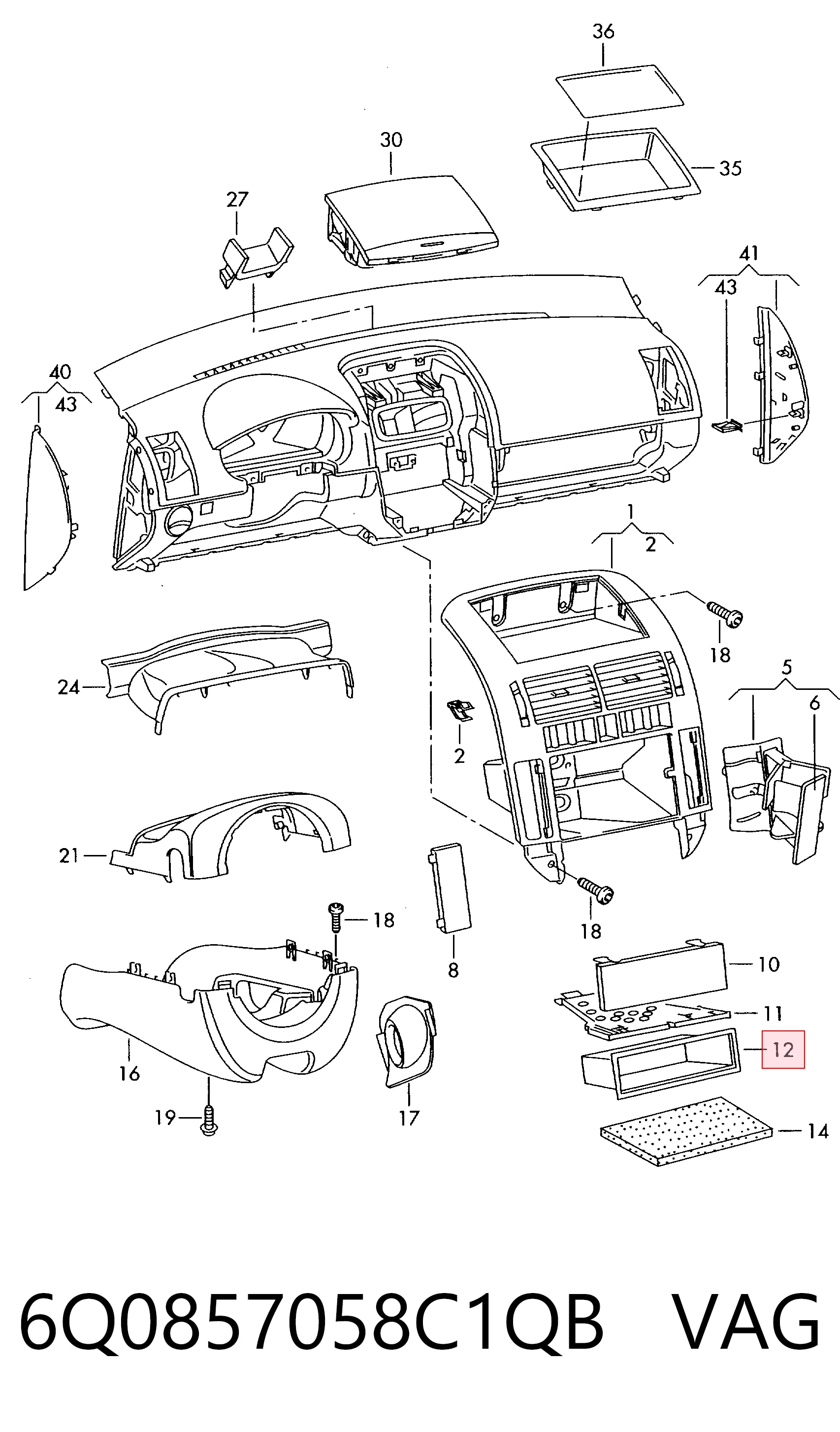 Comprar Guantera Volkswagen Polo V 6R1, 6C1 a bajo precio