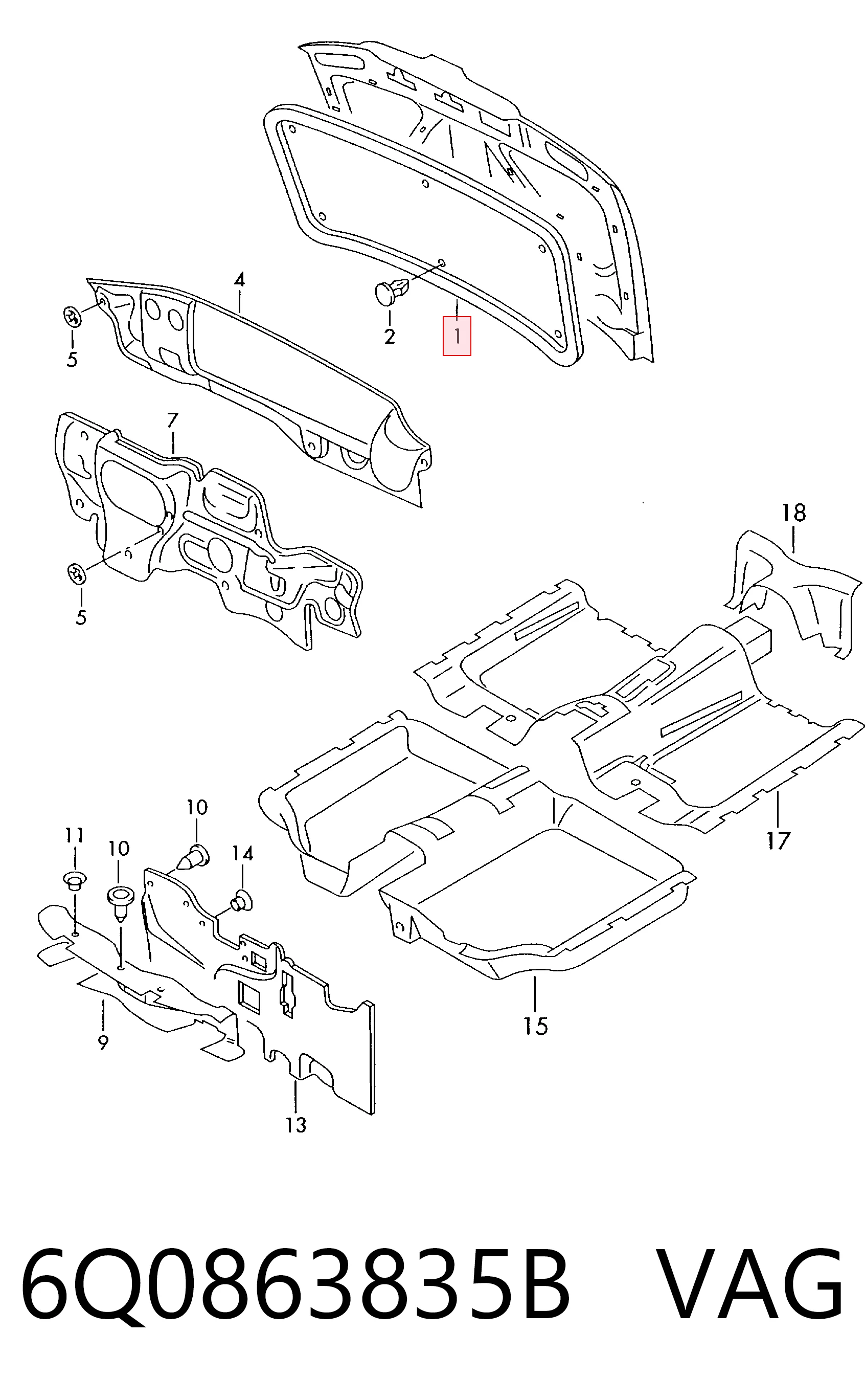 Comprar Aislamiento del Capó Volkswagen Polo IV 9N, 9A
