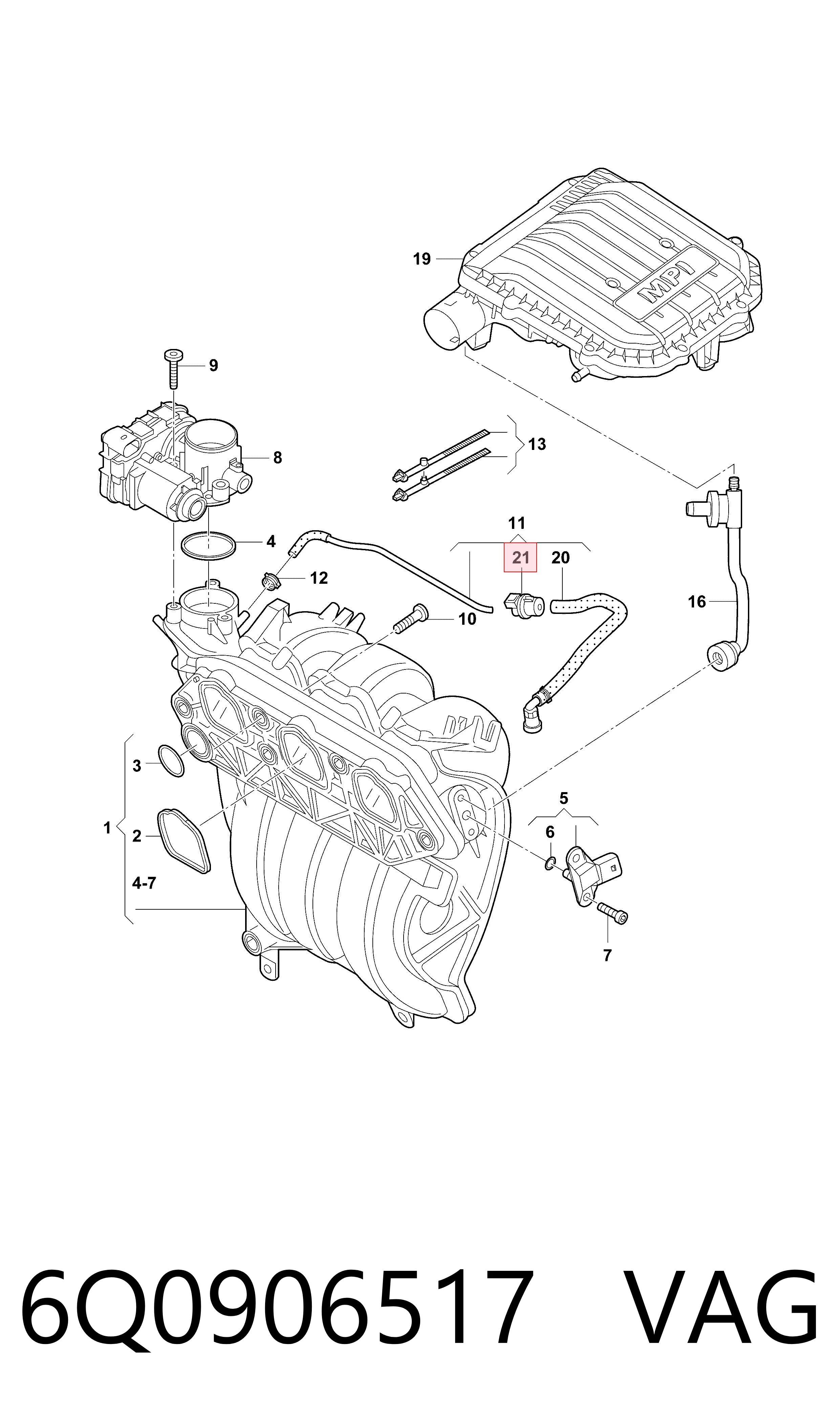 Válvula de ventilación de gases del tanque de combustible 6Q0906517 VAG