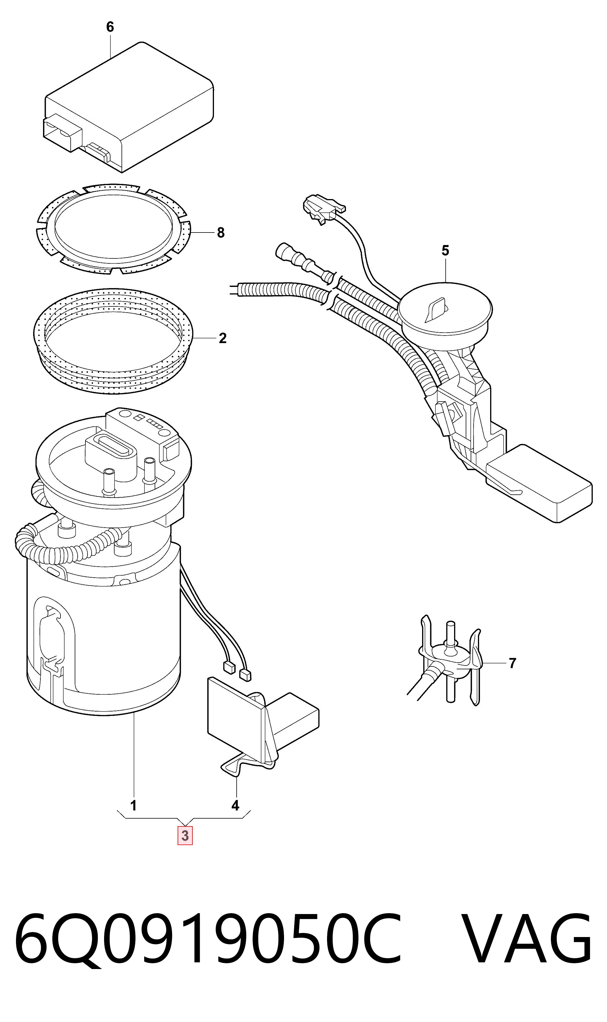 6Q0919050C VAG Módulo de alimentación de combustible