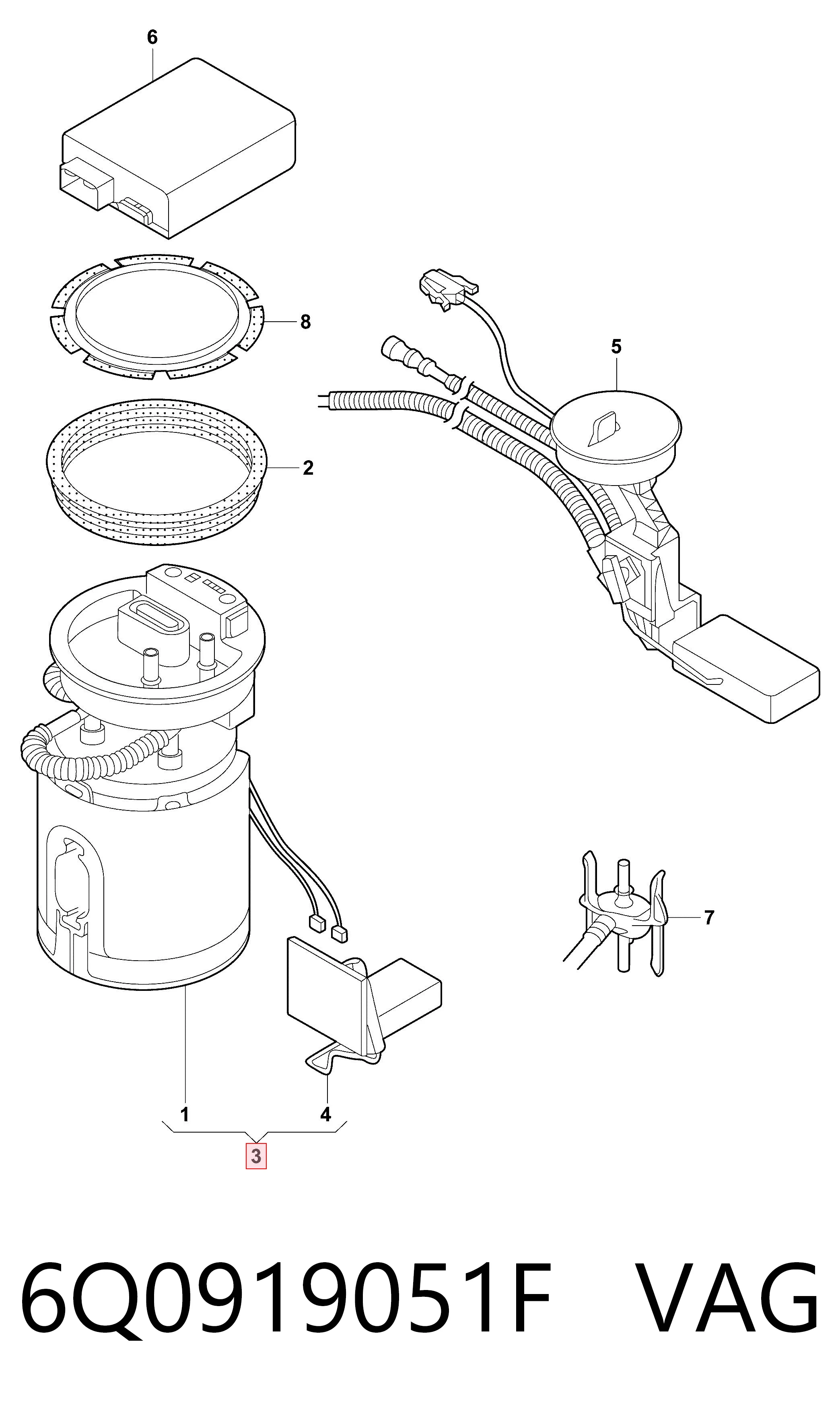 6Q0919051F VAG Módulo de alimentación de combustible