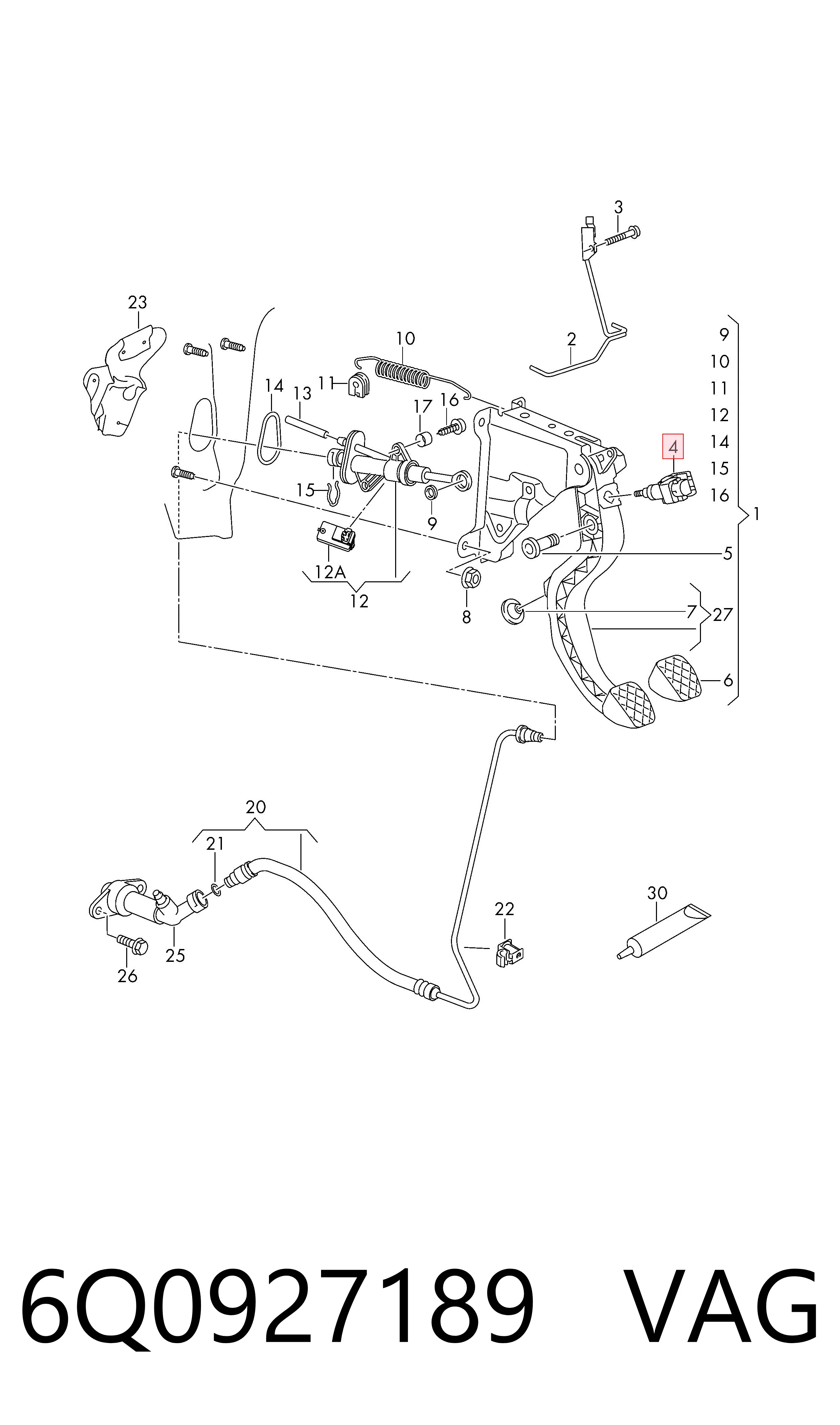 Interruptor de embrague VAG 6Q0927189 precio, desde 15,40 EUR