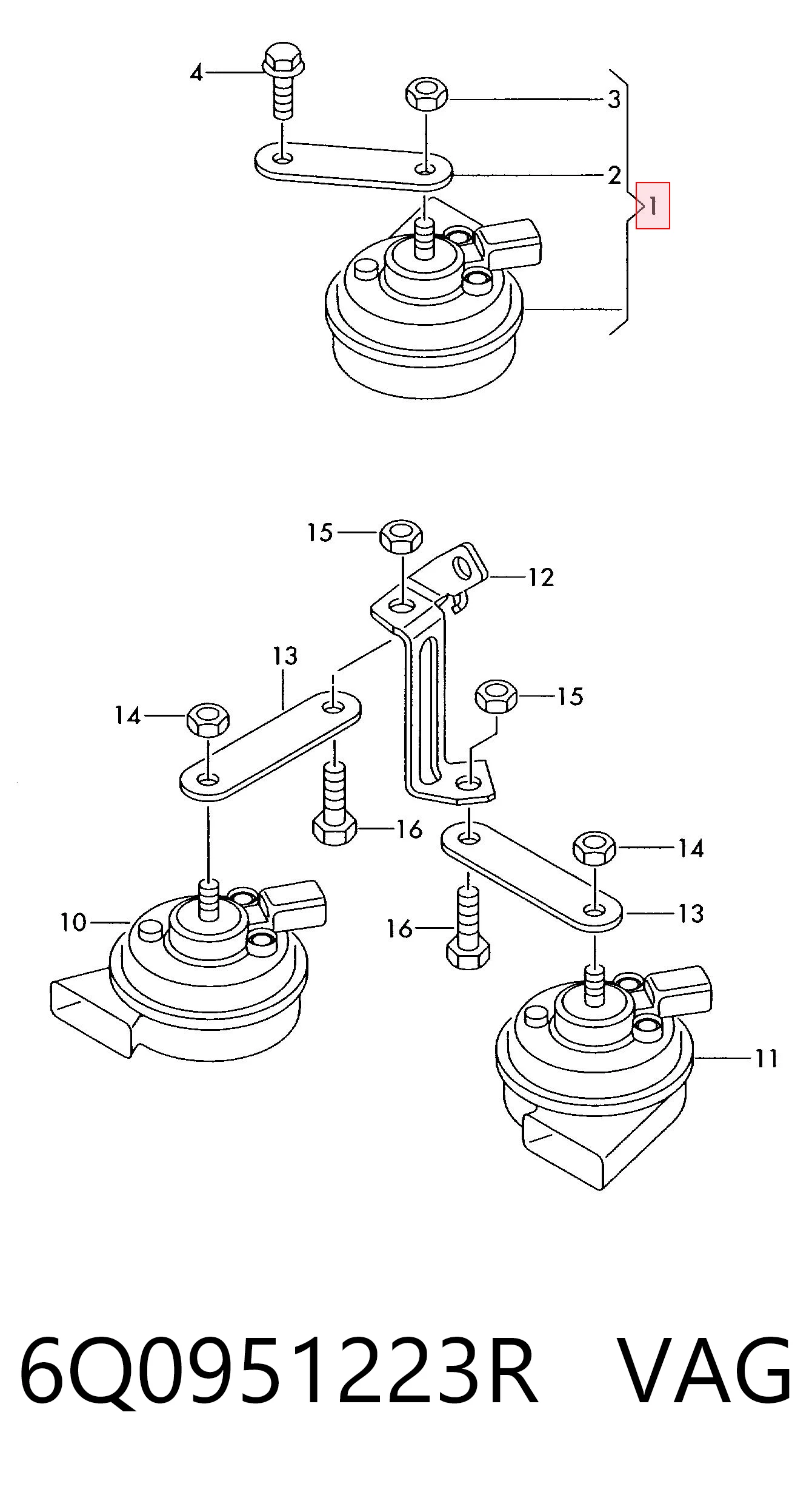 6Q0951223R VAG Claxon