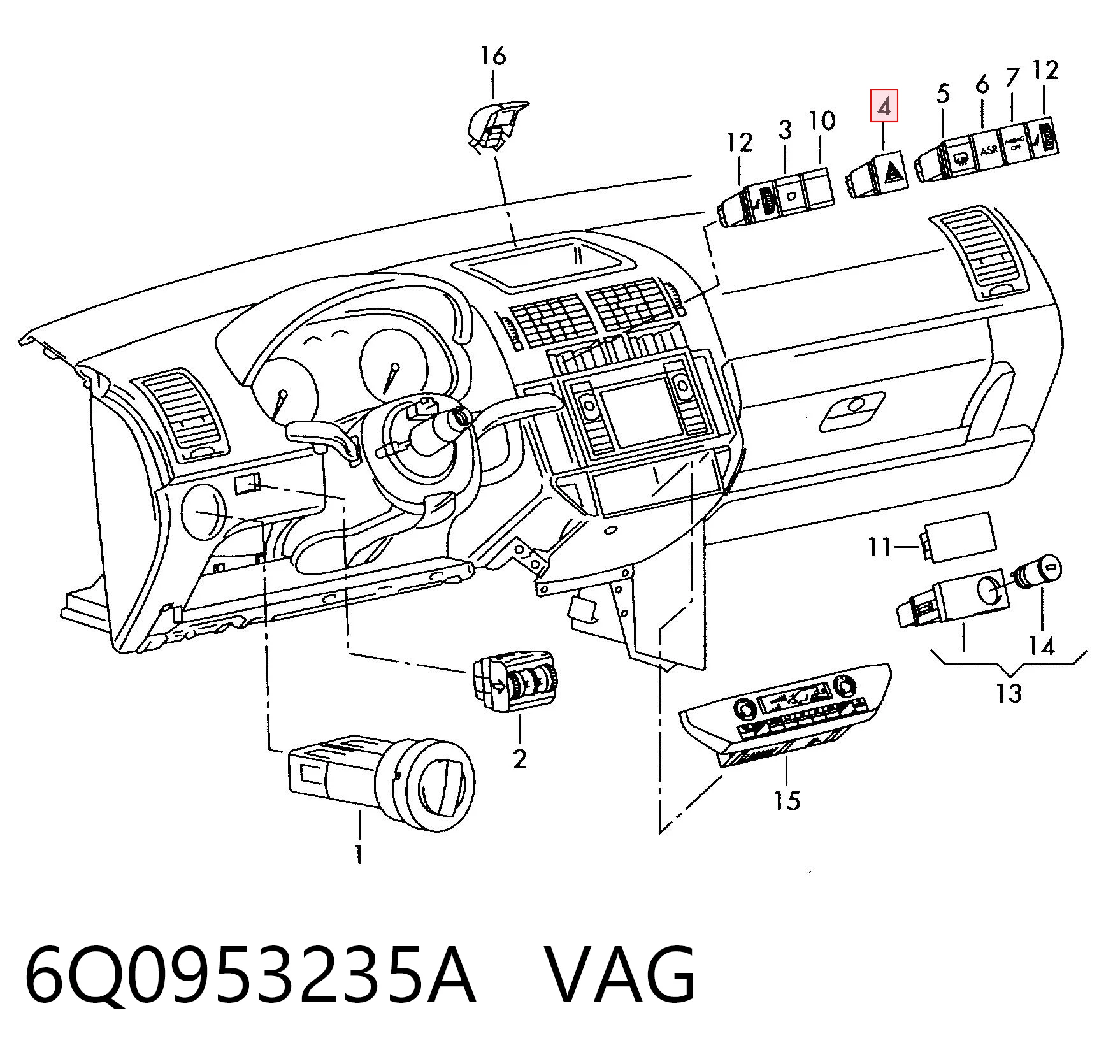 Botón de emergencia Volkswagen Polo V hatchback (6R1, 6C1) (2009 - 2022) precio, desde 20,33 EUR