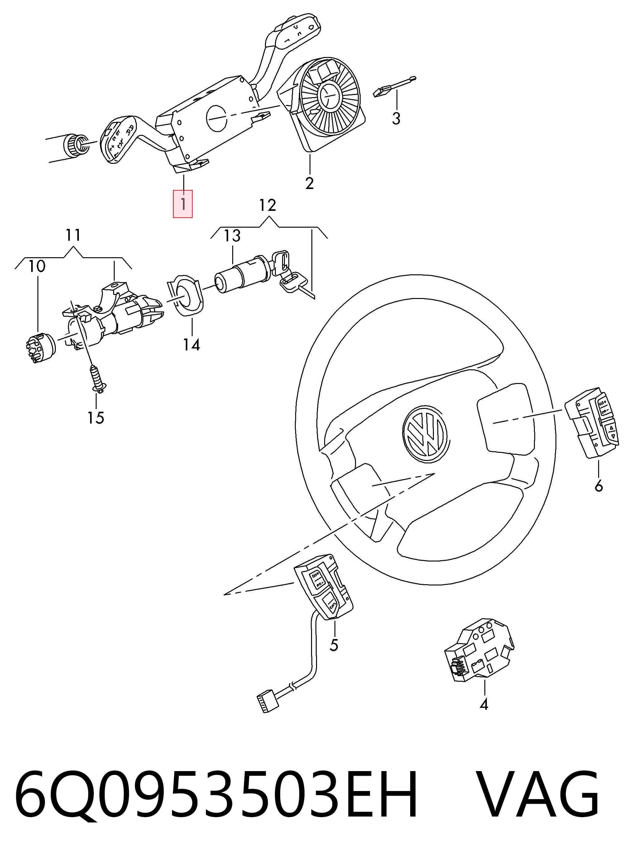 Conmutador de la columna de dirección Volkswagen AMAROK 