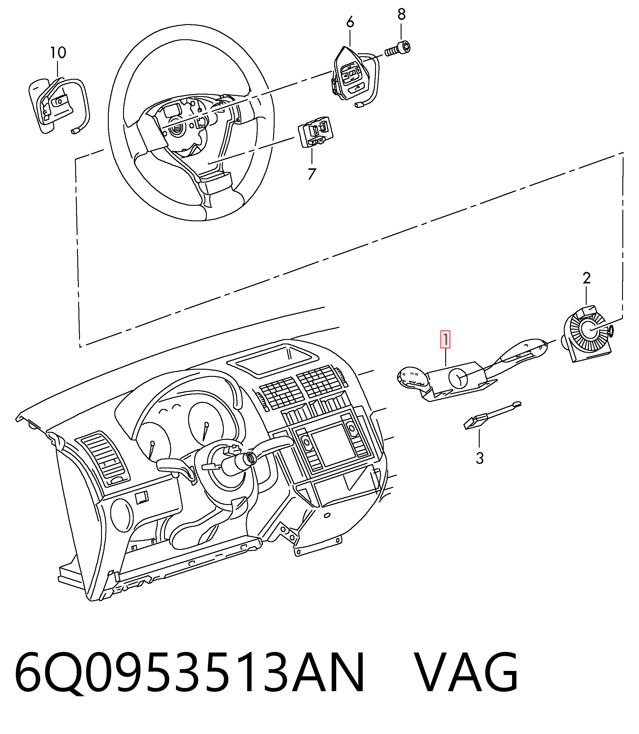 6Q0953513AN VAG Mando bajo volante