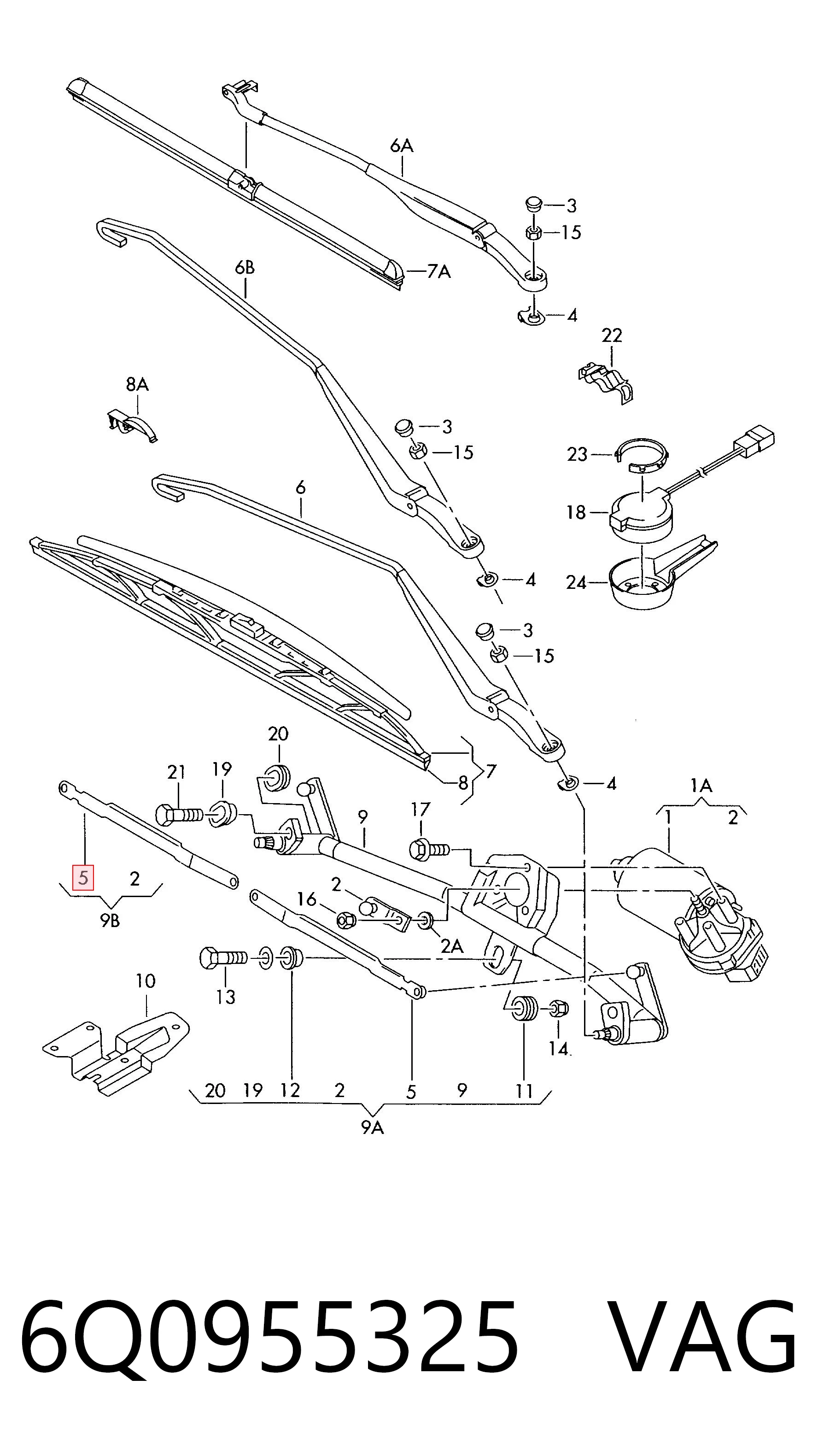 Trapezio del limpiaparabrisas para Volkswagen Polo IV (9N, 9A)
