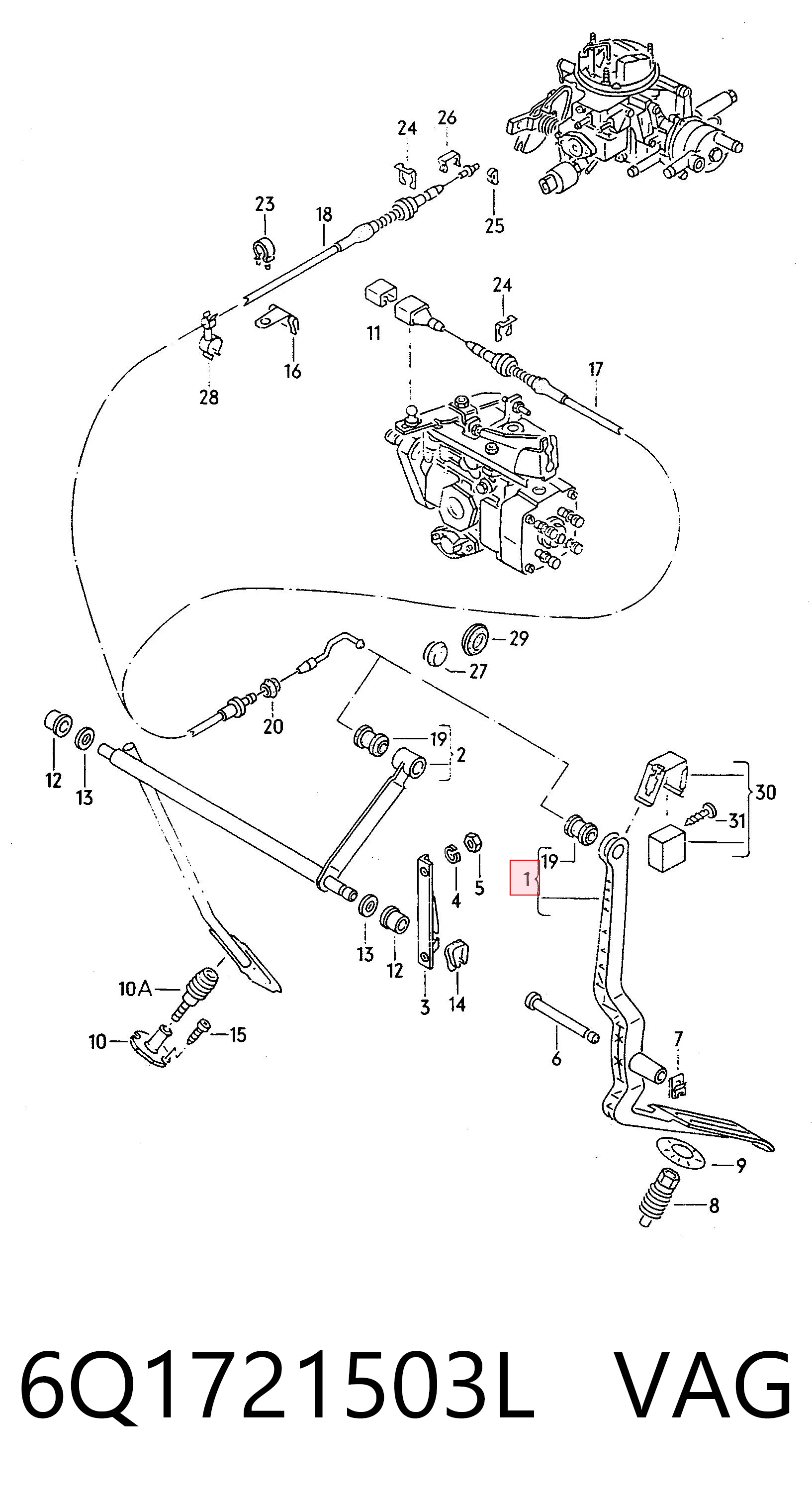 Potenciómetro pedal acelerador VAG 6Q1721503L precio, desde 39,20 EUR