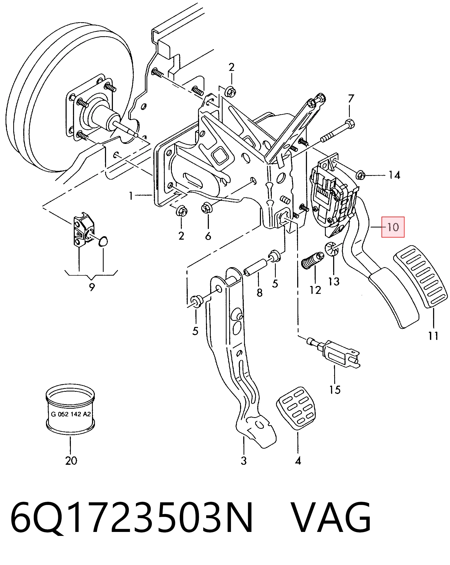 6Q1723503N VAG Pedal de aceleracion