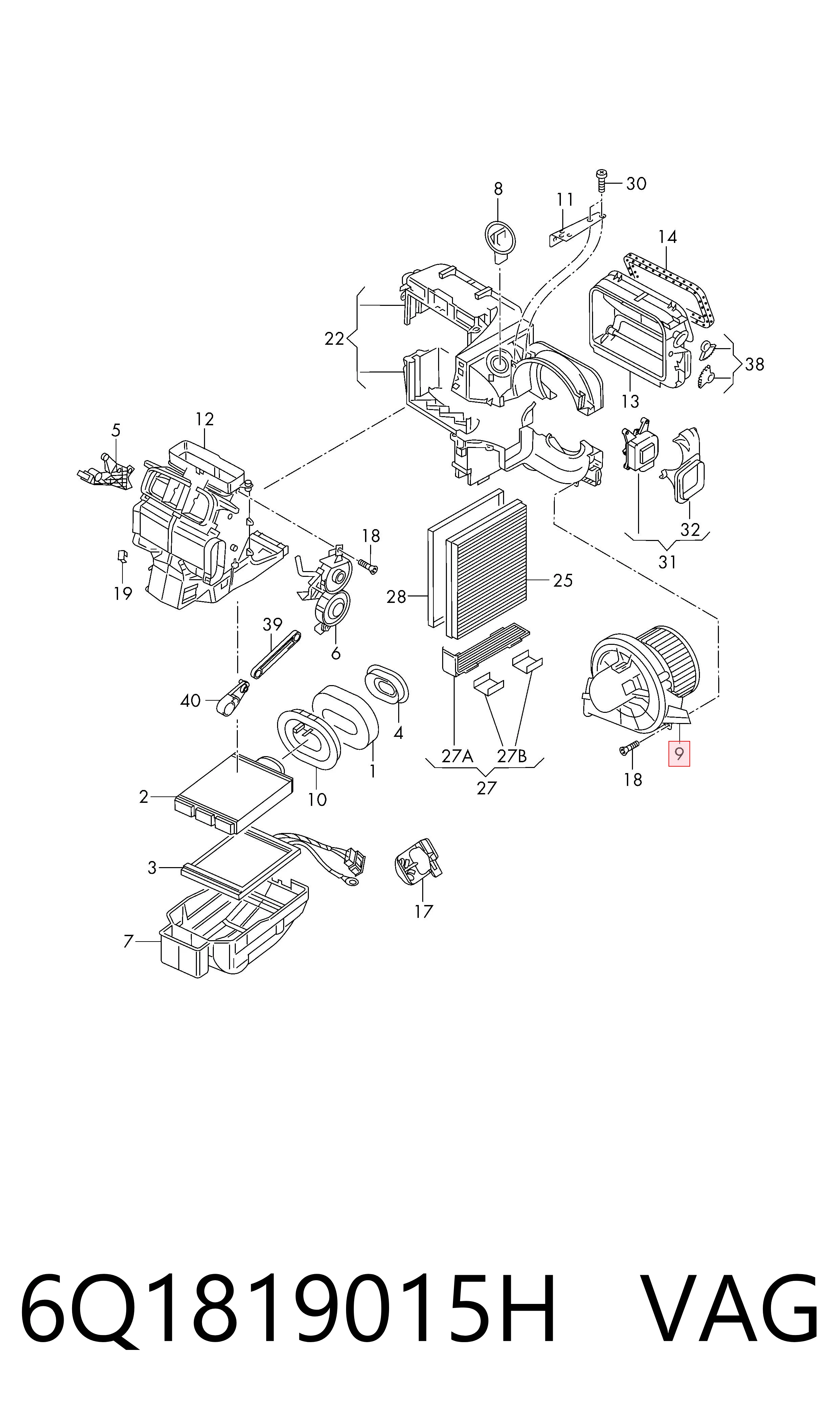 Ventilador interior para Skoda Fabia I (6Y3)