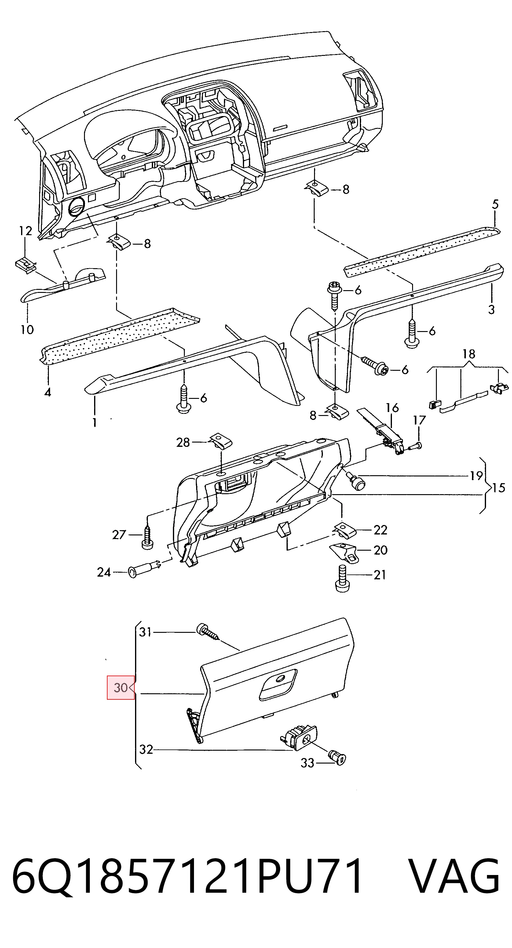 Comprar Tapa de la guantera Volkswagen Polo IV 9N, 9A a bajo precio